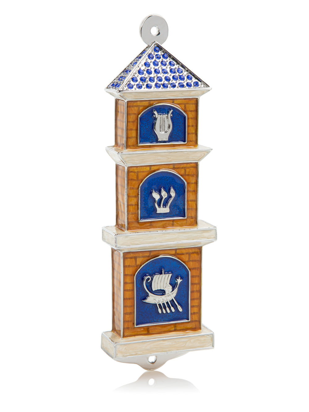 Keren Kopal Blue Contemporary Synagogue style Mezuzah