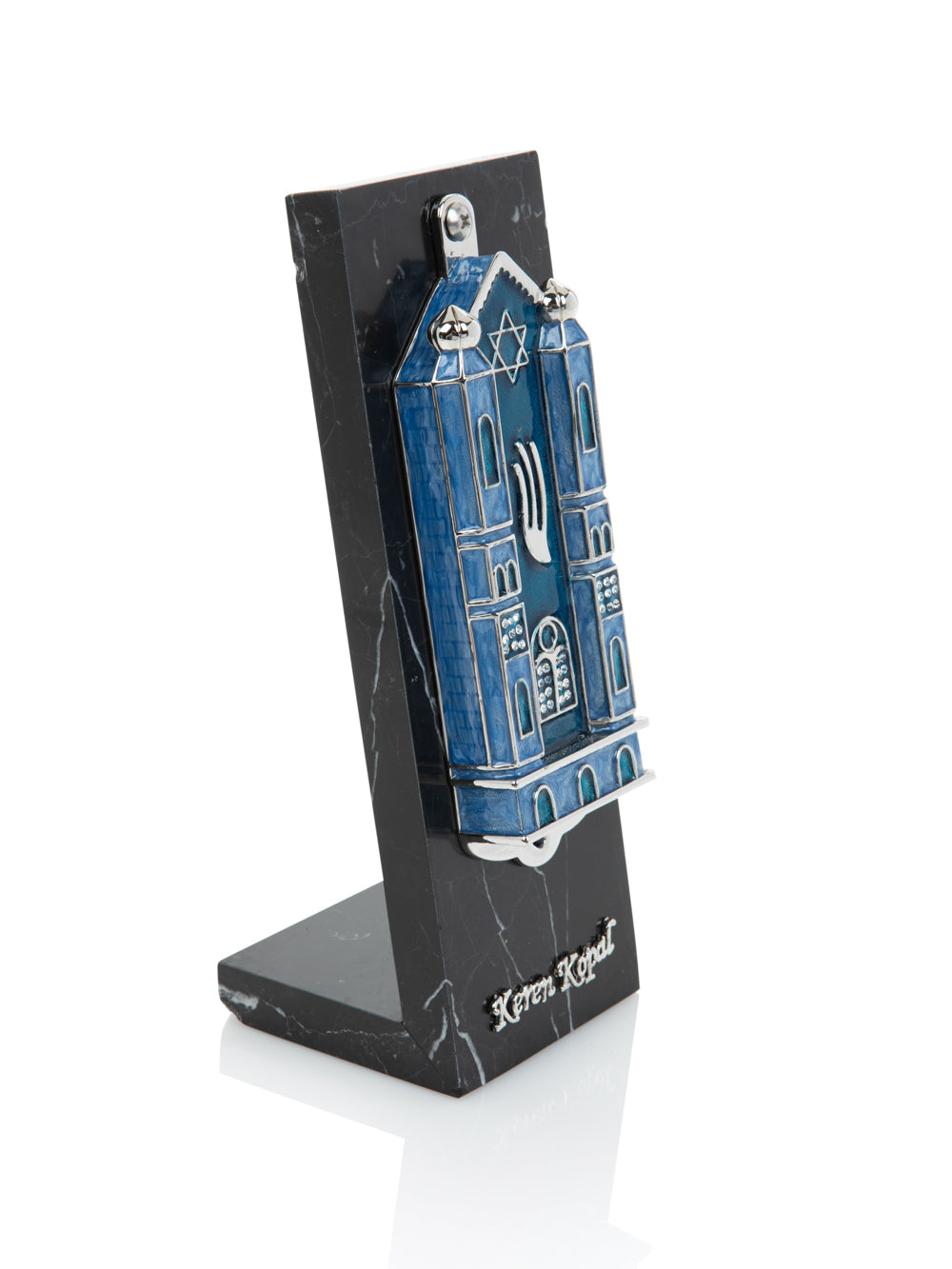 Keren Kopal Blue Holy Ark style Mezuzah