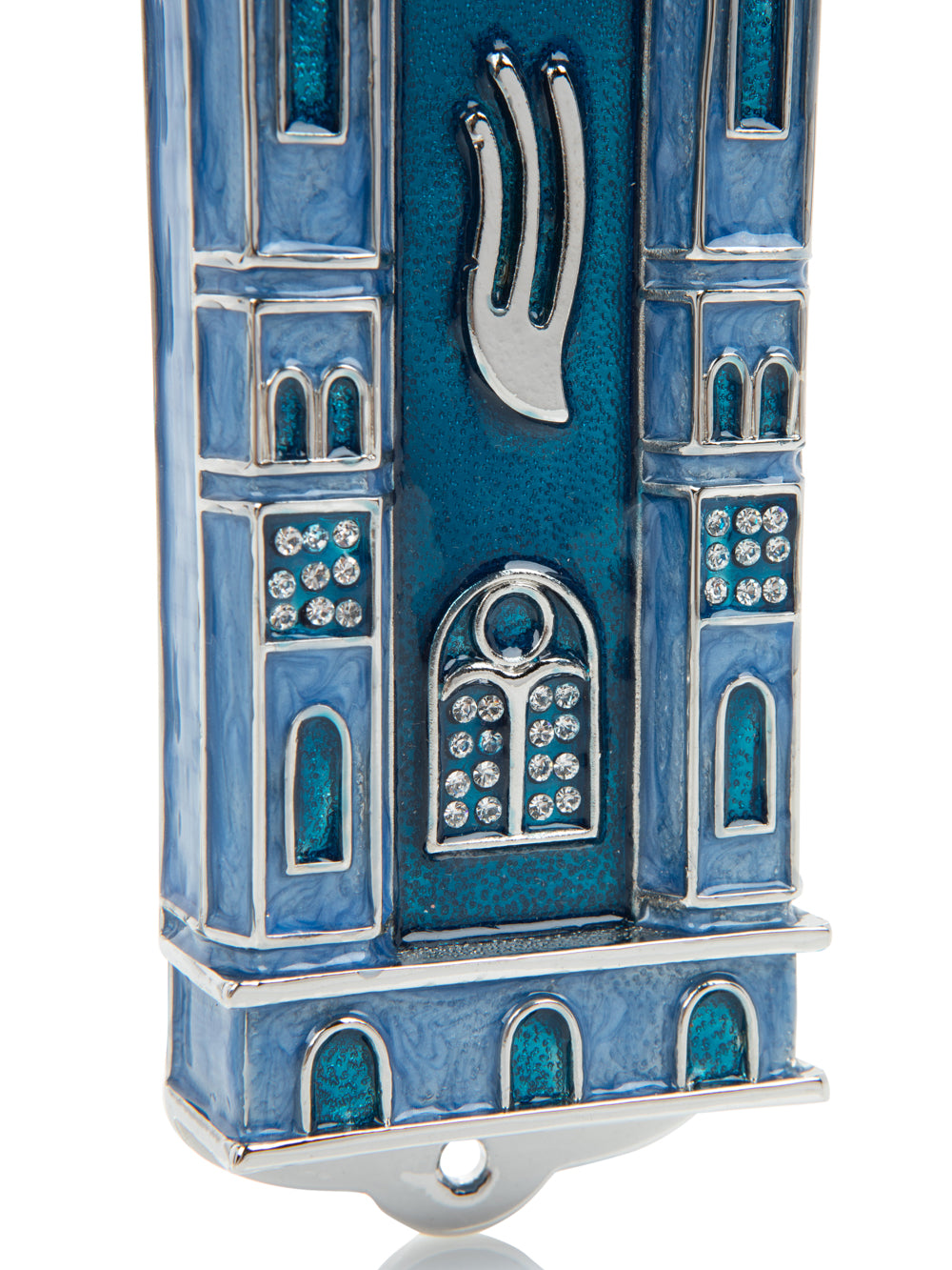 Keren Kopal Blue Holy Ark style Mezuzah