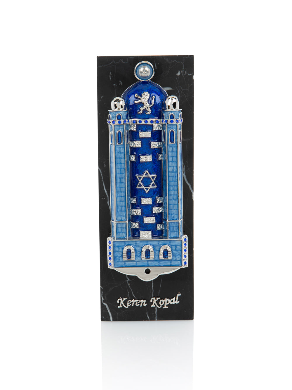 Keren Kopal Blue Western Wall style Mezuzah