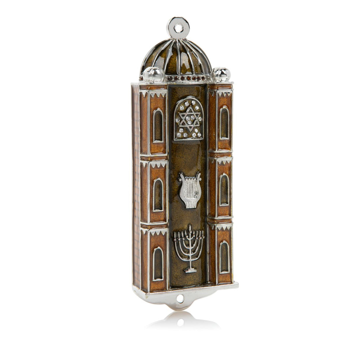 Keren Kopal Brown Judaica style Mezuzah