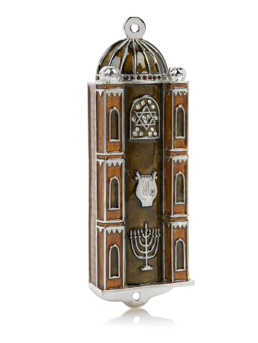 Keren Kopal Brown Judaica style Mezuzah