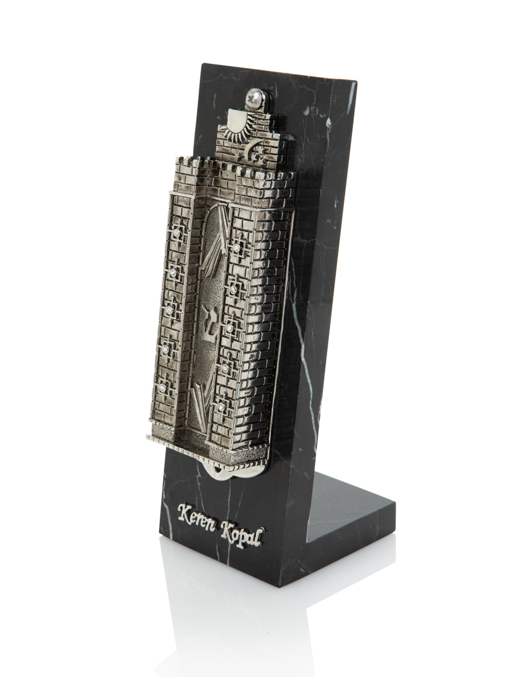 Keren Kopal Silver Western Wall style Decorated Mezuzah