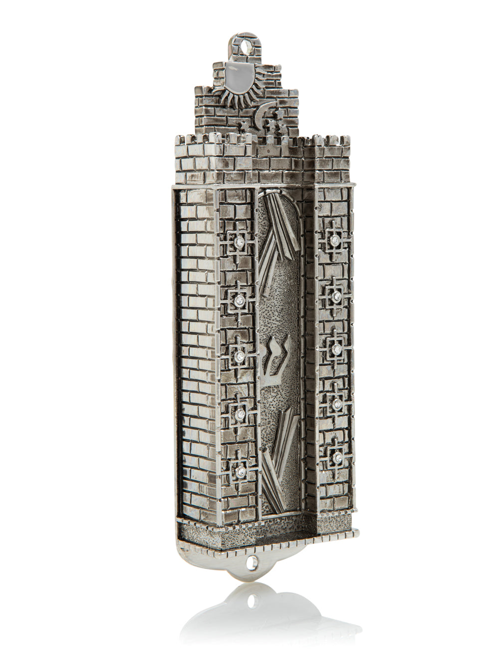 Keren Kopal Silver Western Wall style Decorated Mezuzah