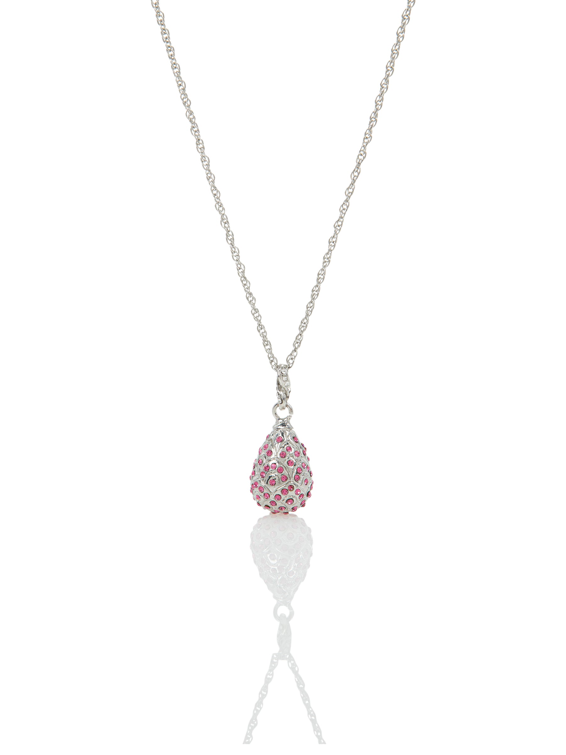 Keren Kopal Silver Egg with Pink Crystals Pendant Necklace