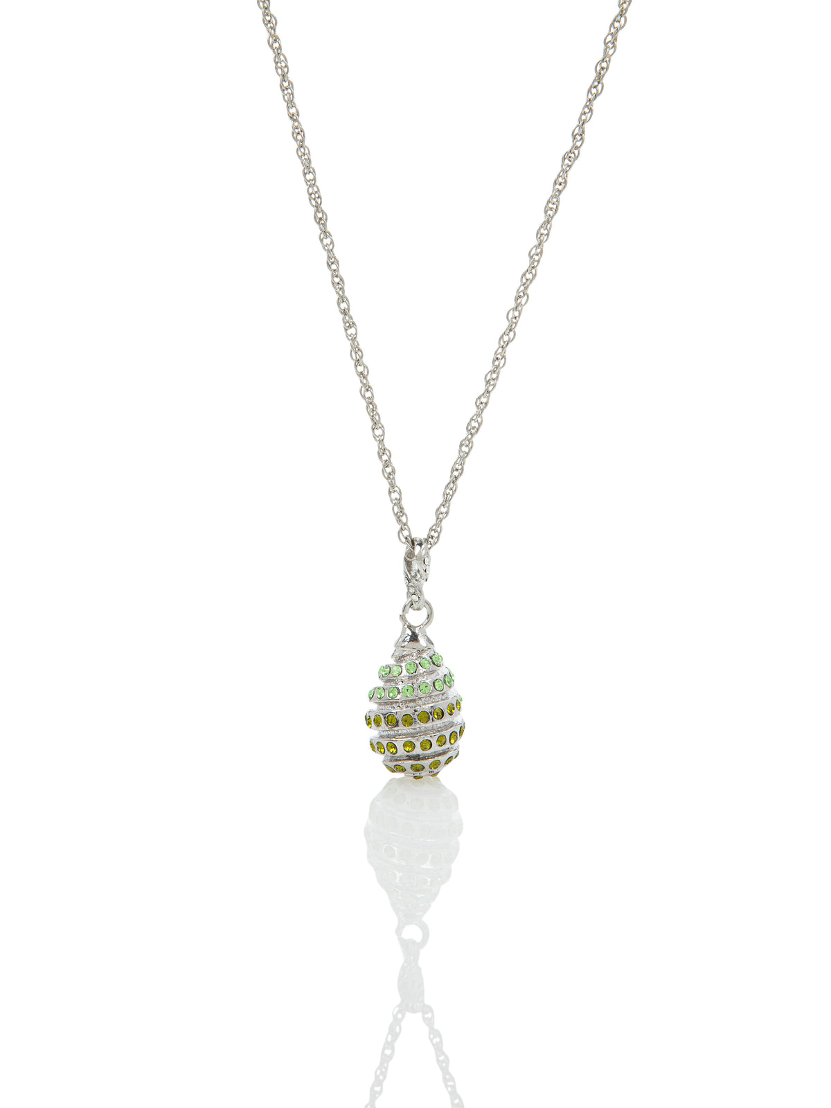 Keren Kopal Silver Egg with Green Crystals Pendant Necklace