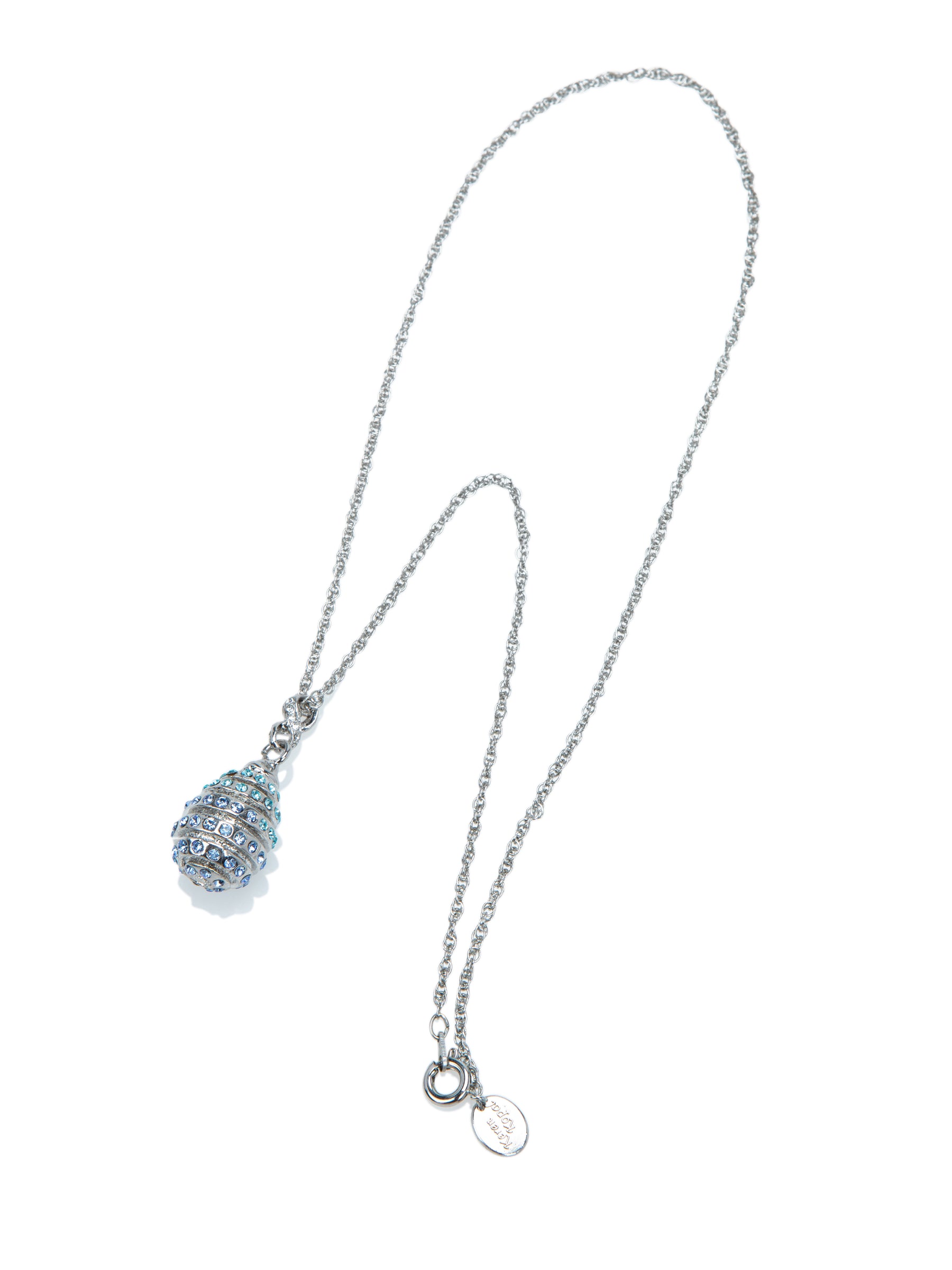 Keren Kopal Silver Egg with blue crystals Pendant Necklace