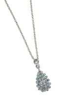 Keren Kopal Silver Egg with blue crystals Pendant Necklace