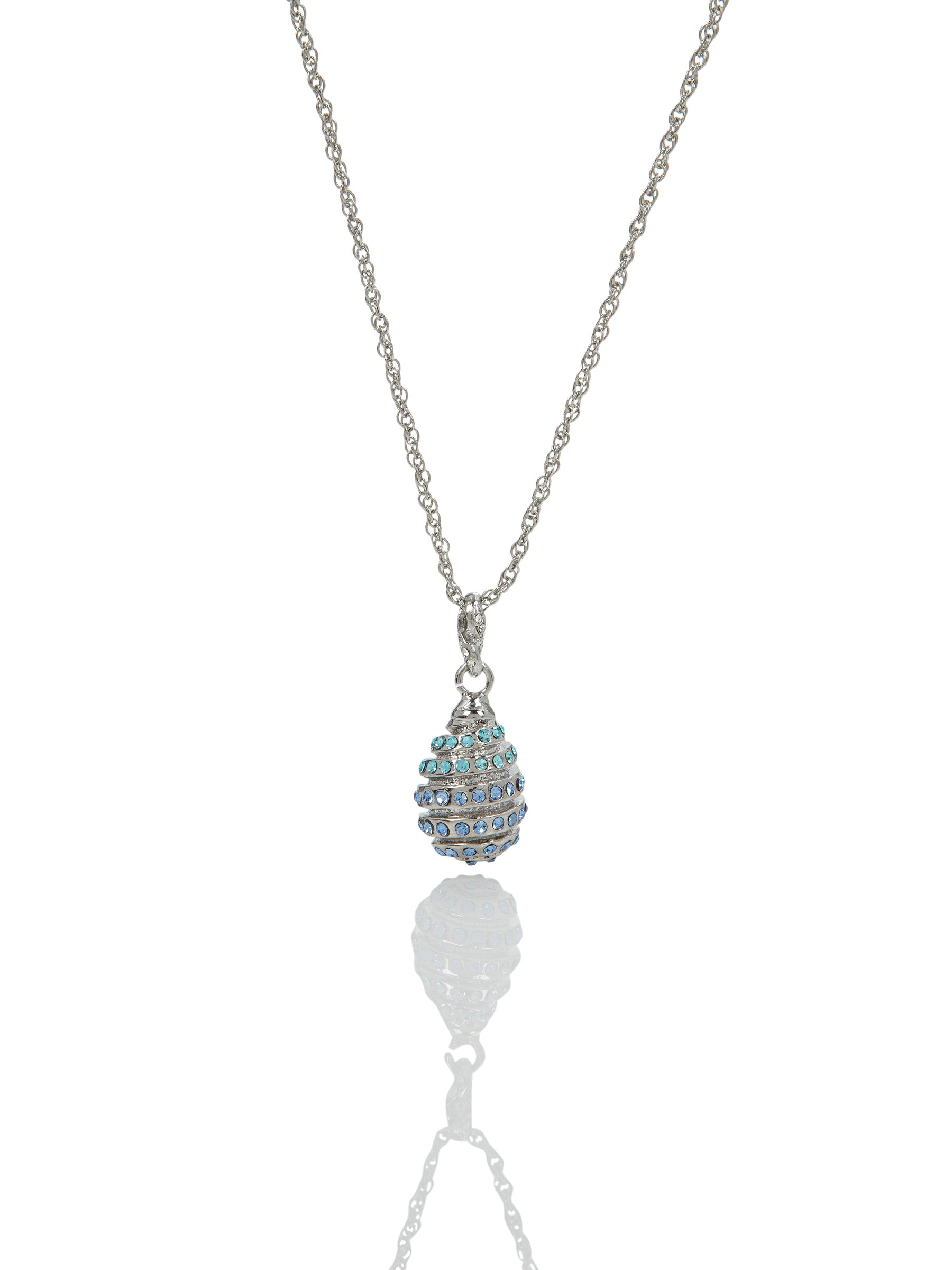 Keren Kopal Silver Egg with blue crystals Pendant Necklace