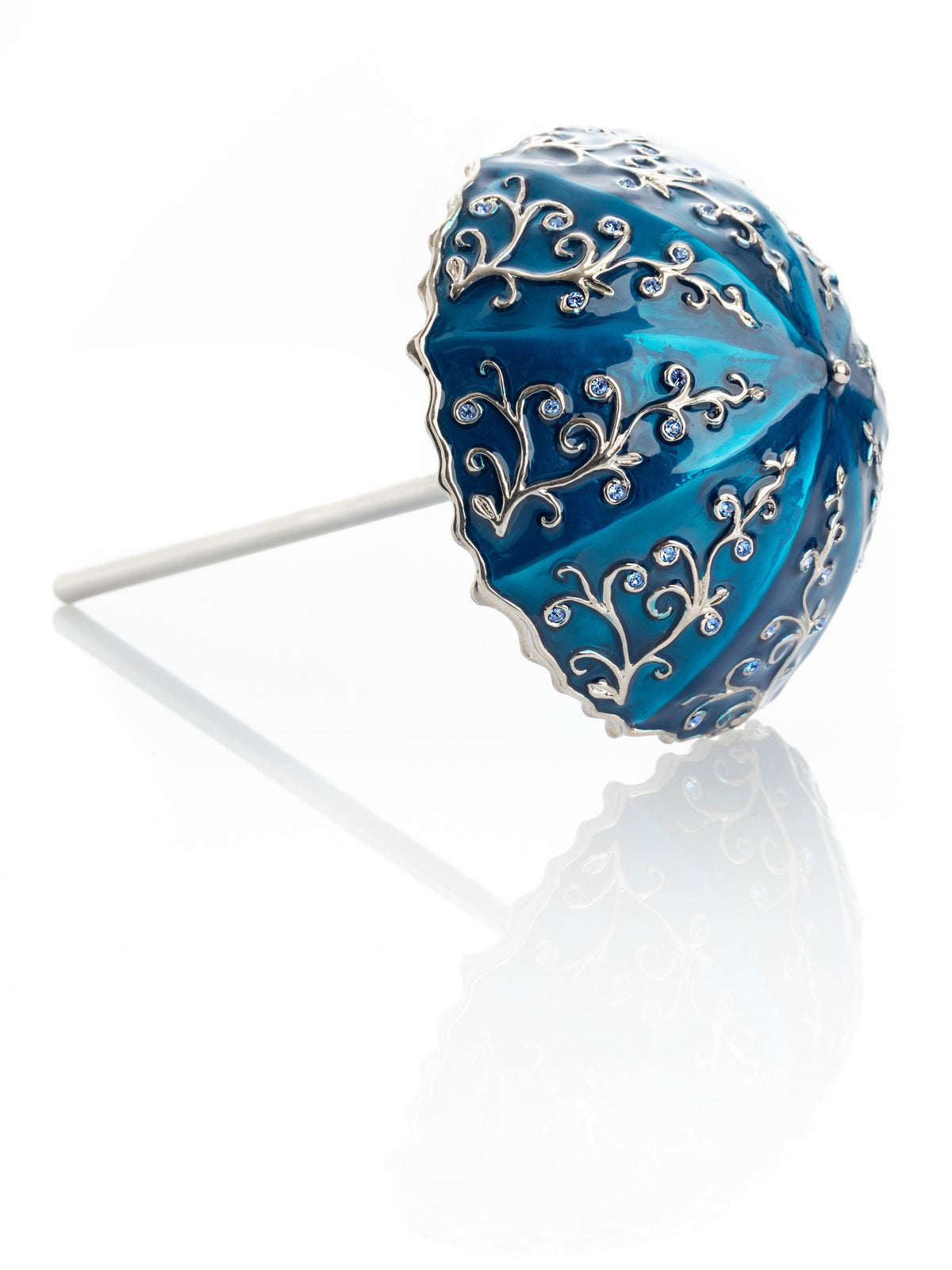 Keren Kopal Blue Umbrella Trinket Box Handmade with Swarovski Crystals