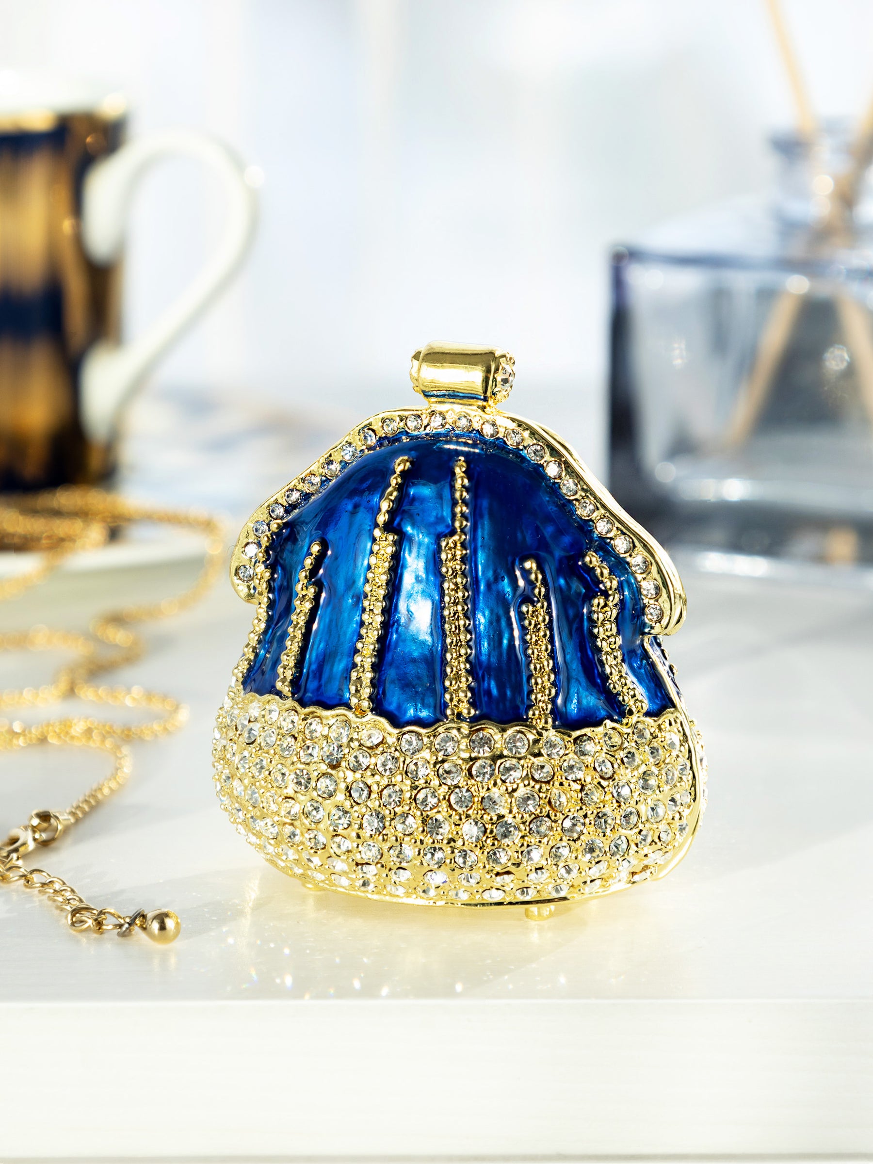 Keren Kopal Golden Blue Purse Trinket Box