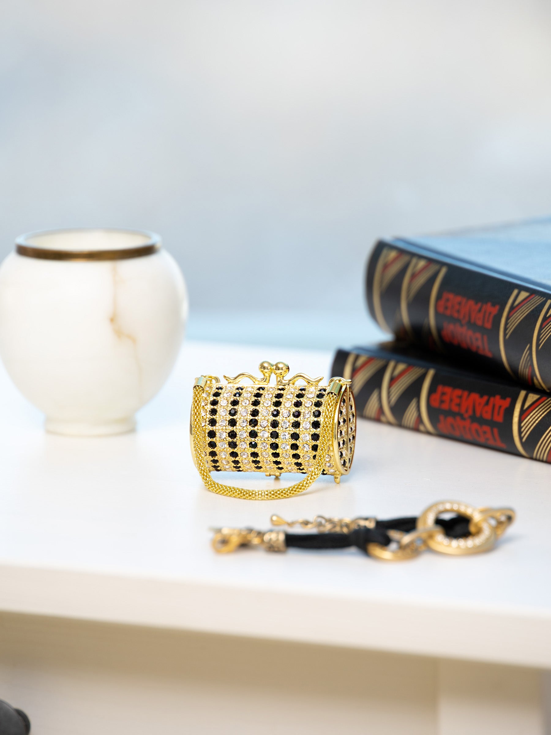 Keren Kopal Bright Golden Black Handbag