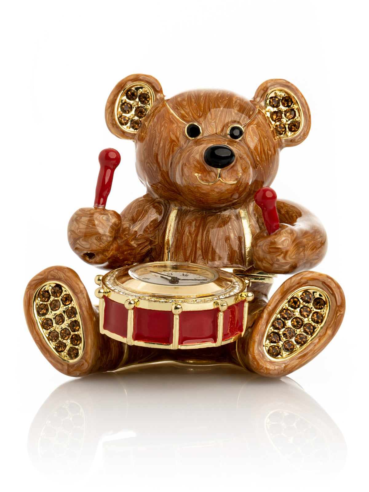 Keren Kopal Brown Bear with Clock in a Drum