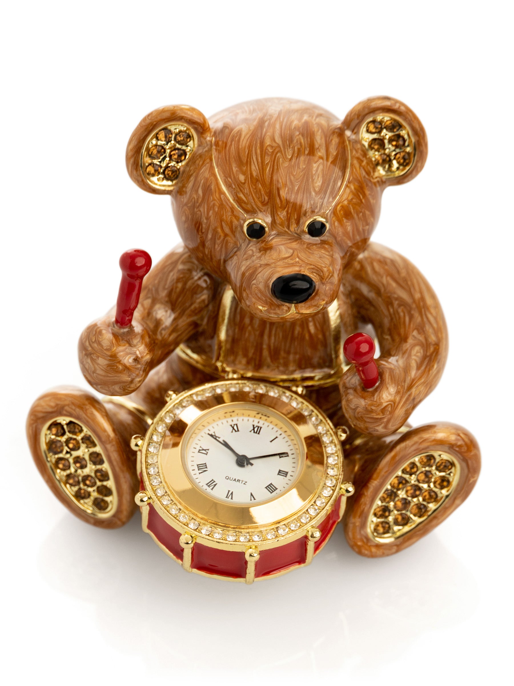 Keren Kopal Brown Bear with Clock in a Drum