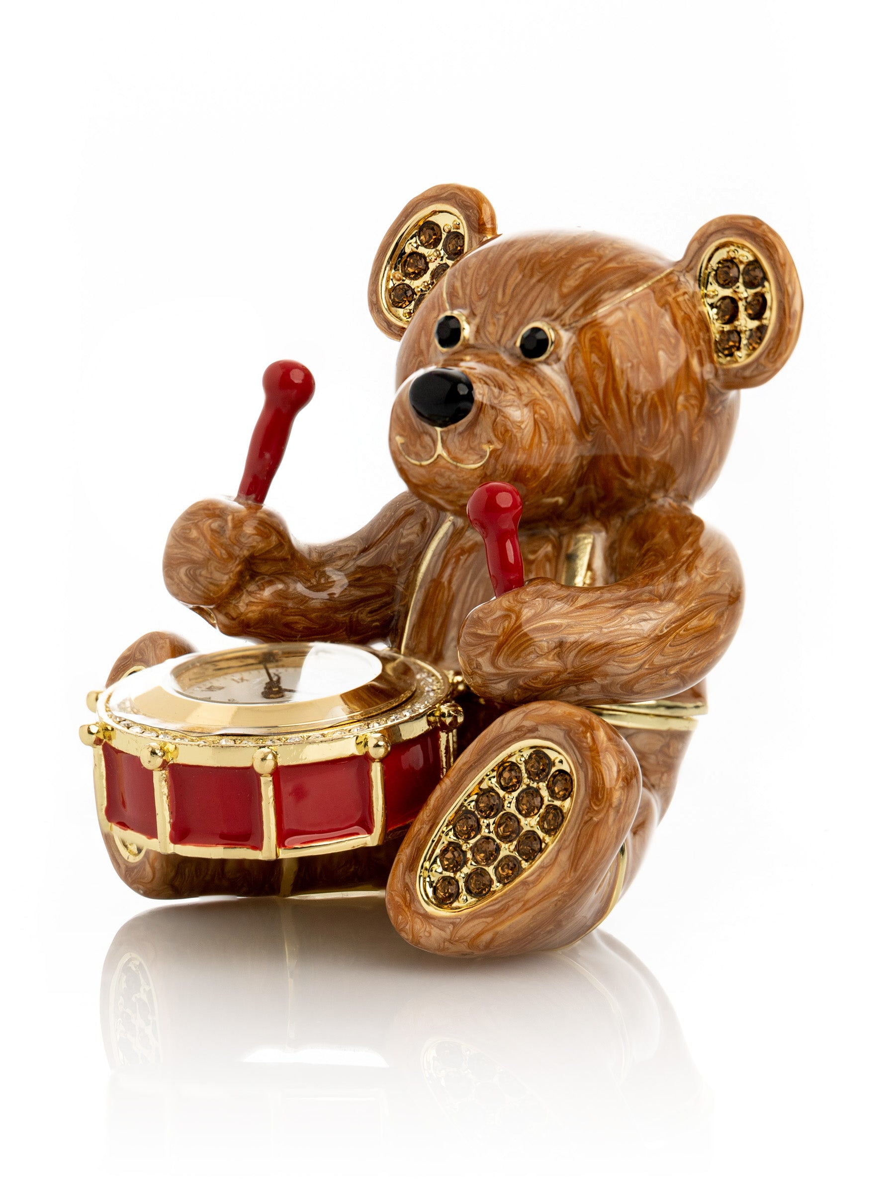 Keren Kopal Brown Bear with Clock in a Drum