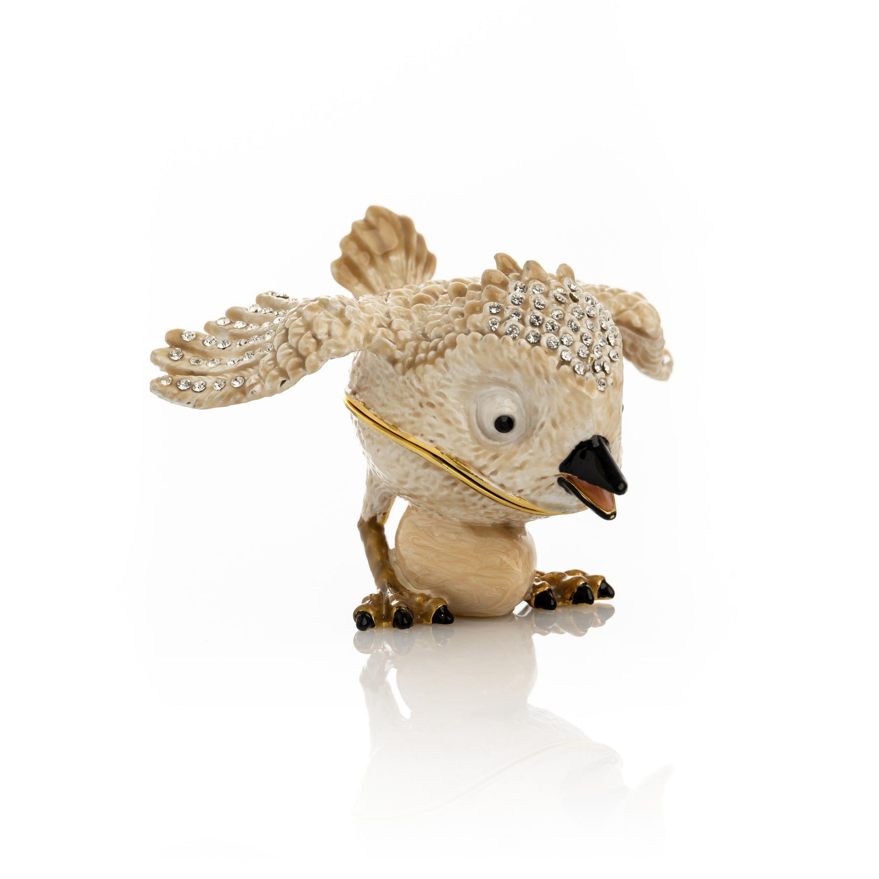 Keren Kopal Beige Bird with Egg Trinket Box