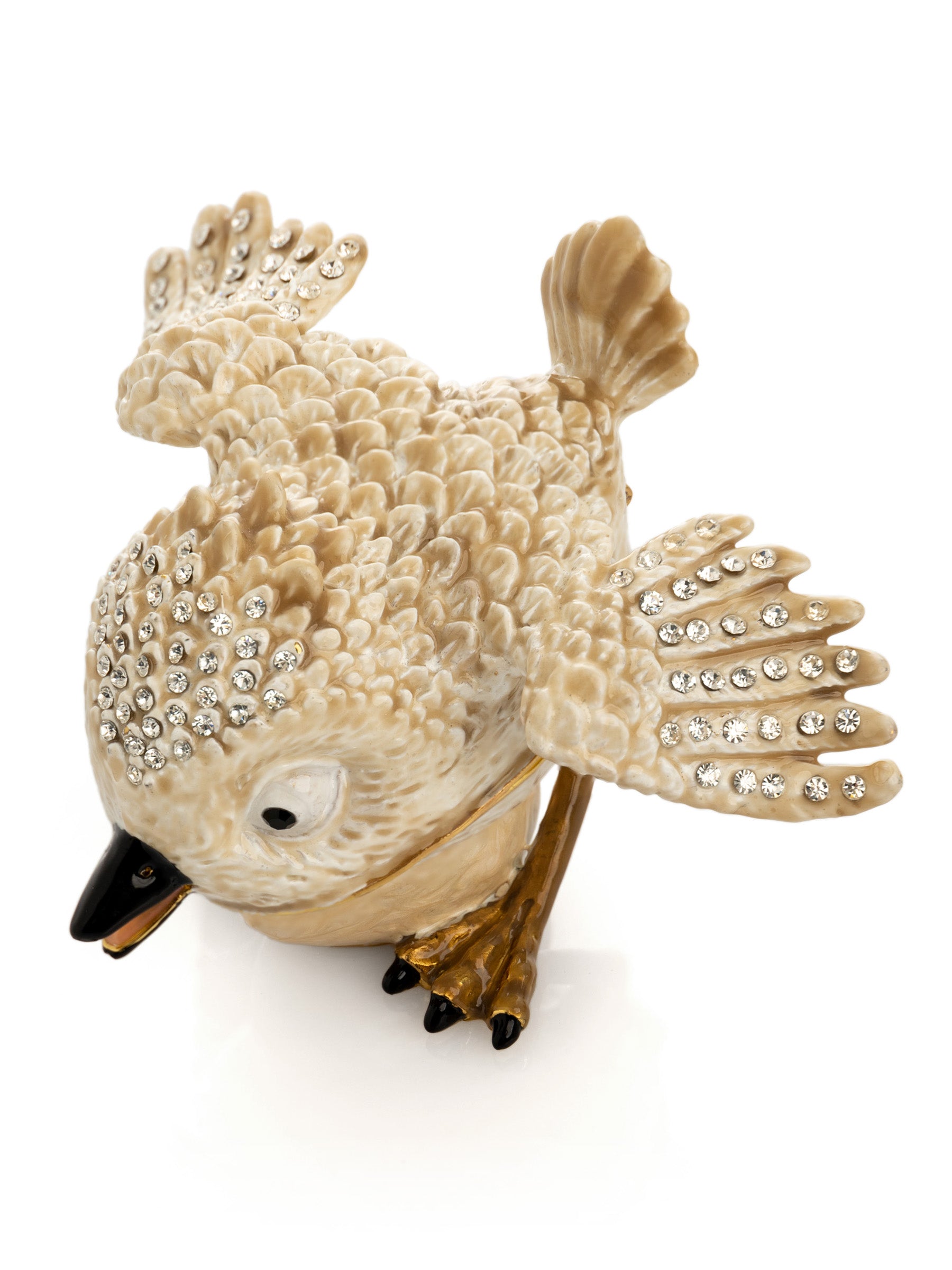Keren Kopal Beige Bird with Egg Trinket Box