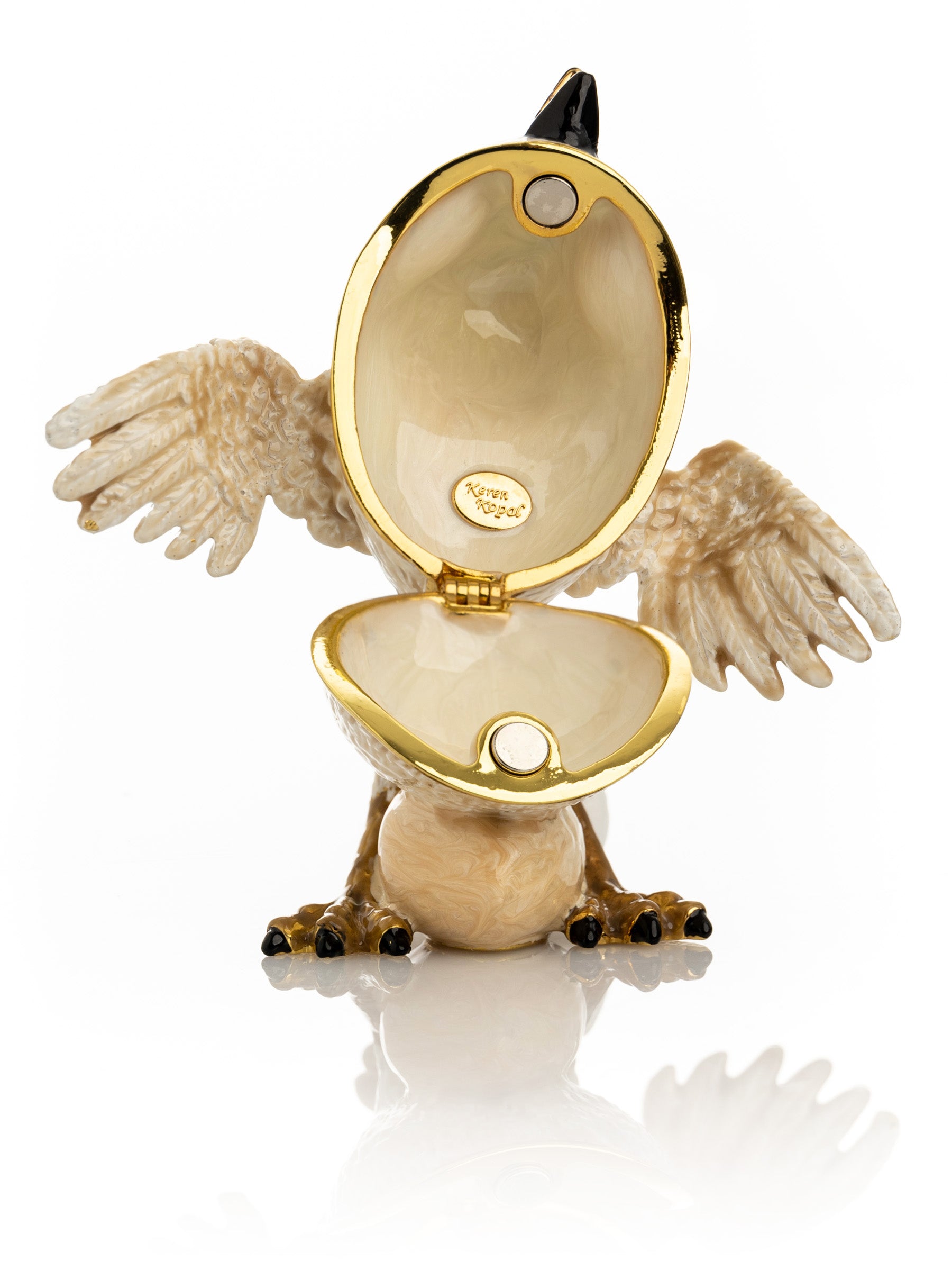Keren Kopal Beige Bird with Egg Trinket Box