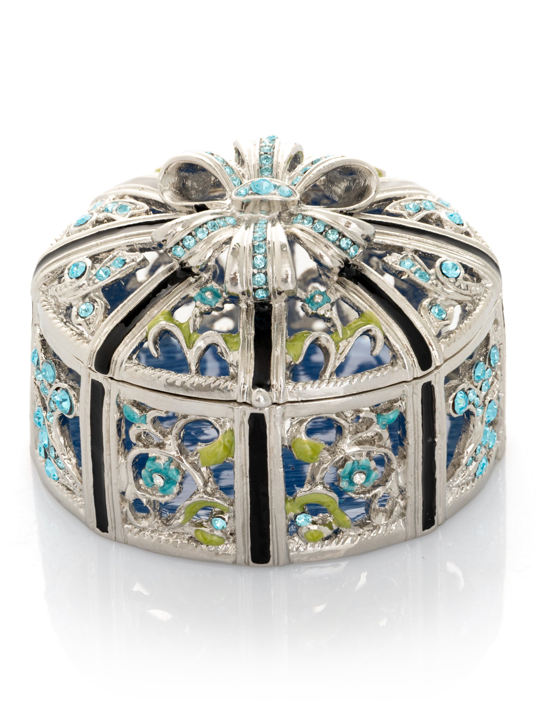Keren Kopal Silver Box with Blue Flowers