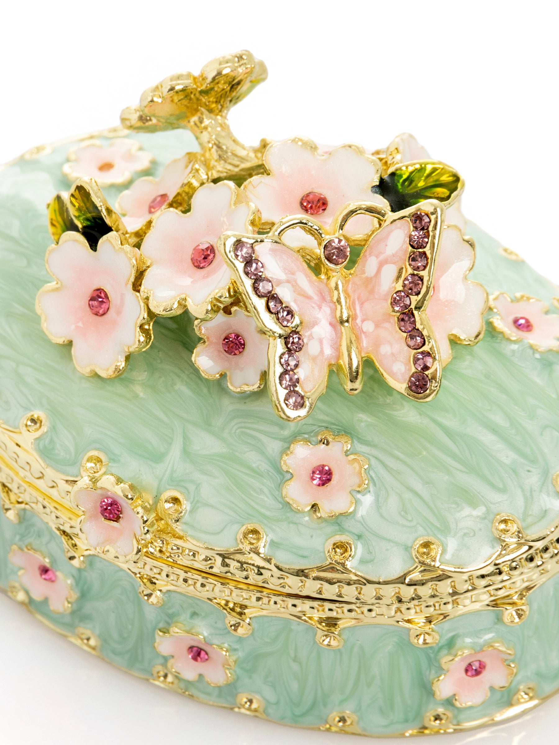 Keren Kopal Green Trinket Box with Flowers