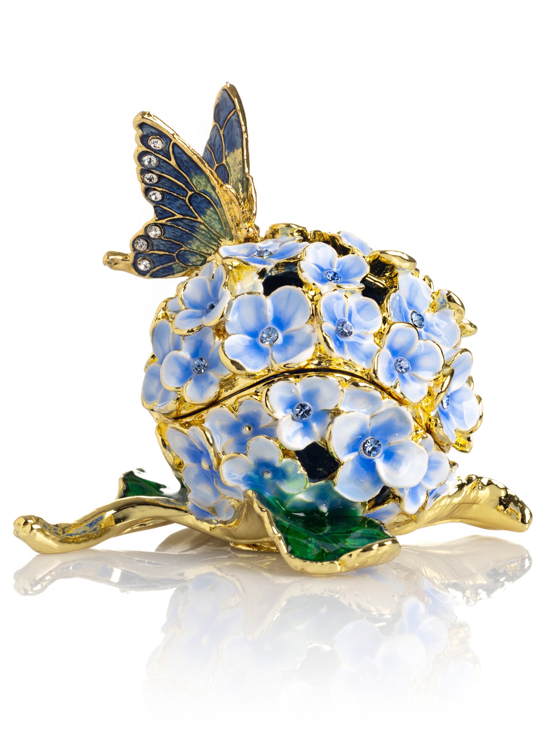 Keren Kopal Butterfly on Blue Flower Trinket Box