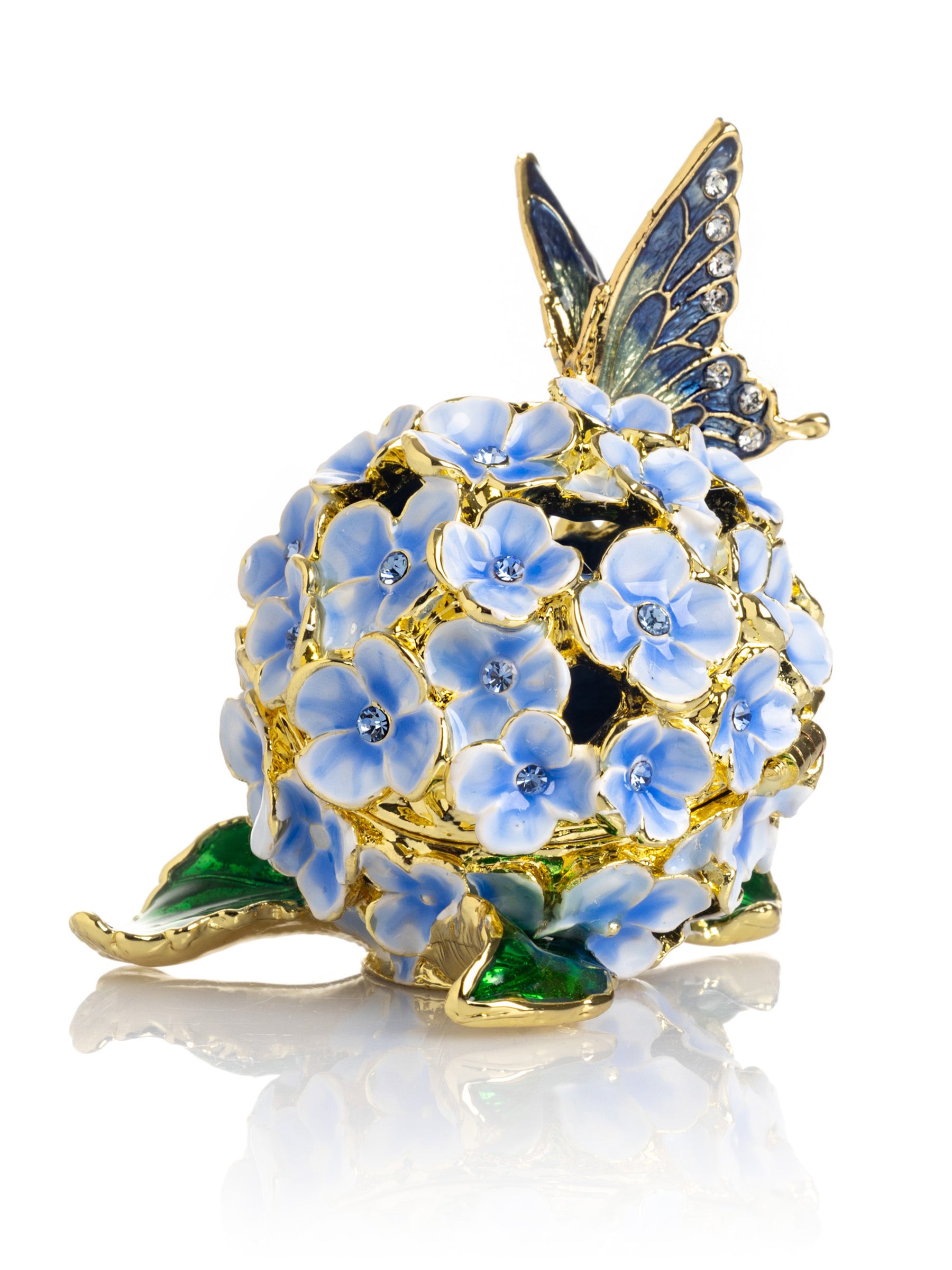 Keren Kopal Butterfly on Blue Flower Trinket Box