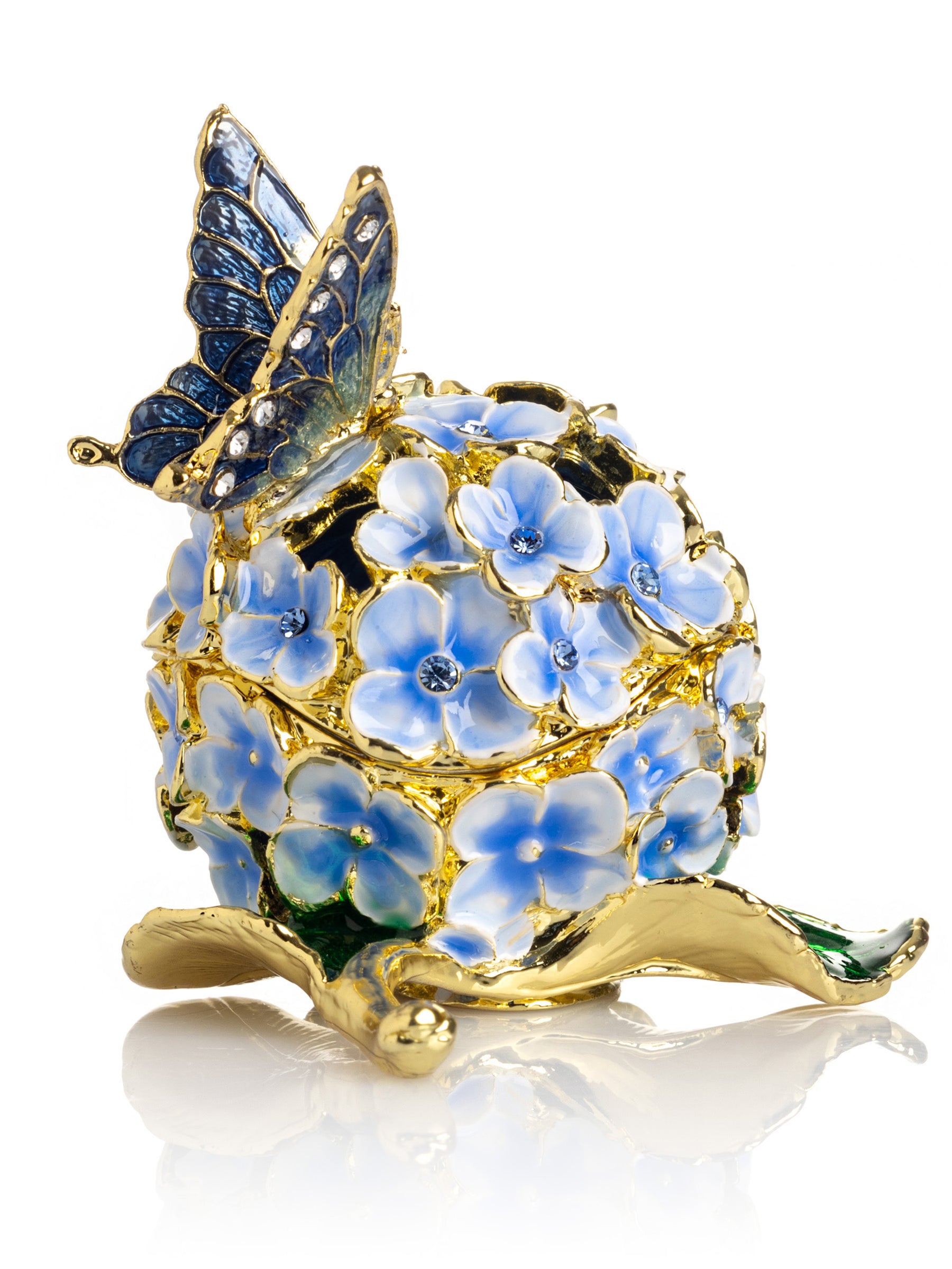 Keren Kopal Butterfly on Blue Flower Trinket Box