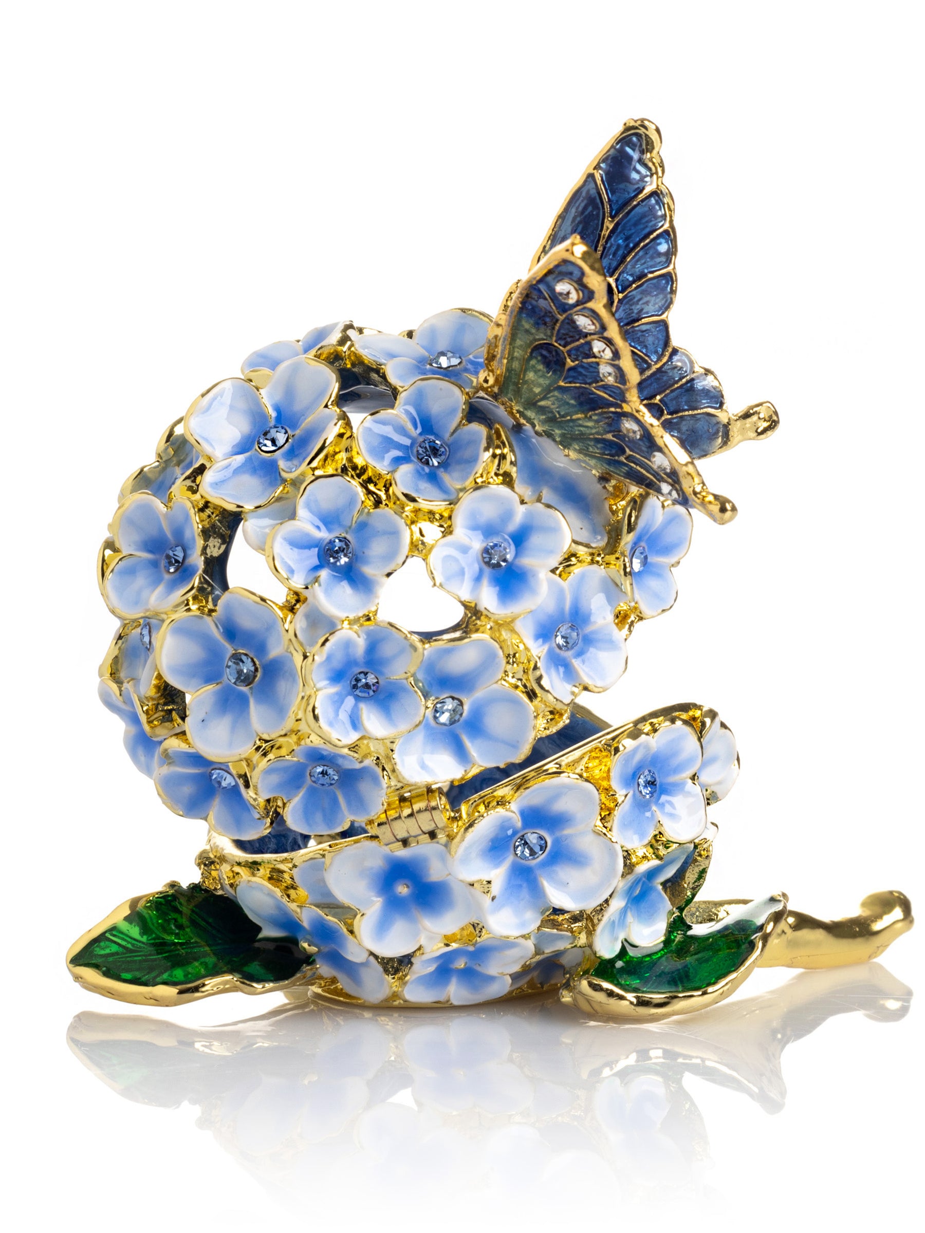 Keren Kopal Butterfly on Blue Flower Trinket Box