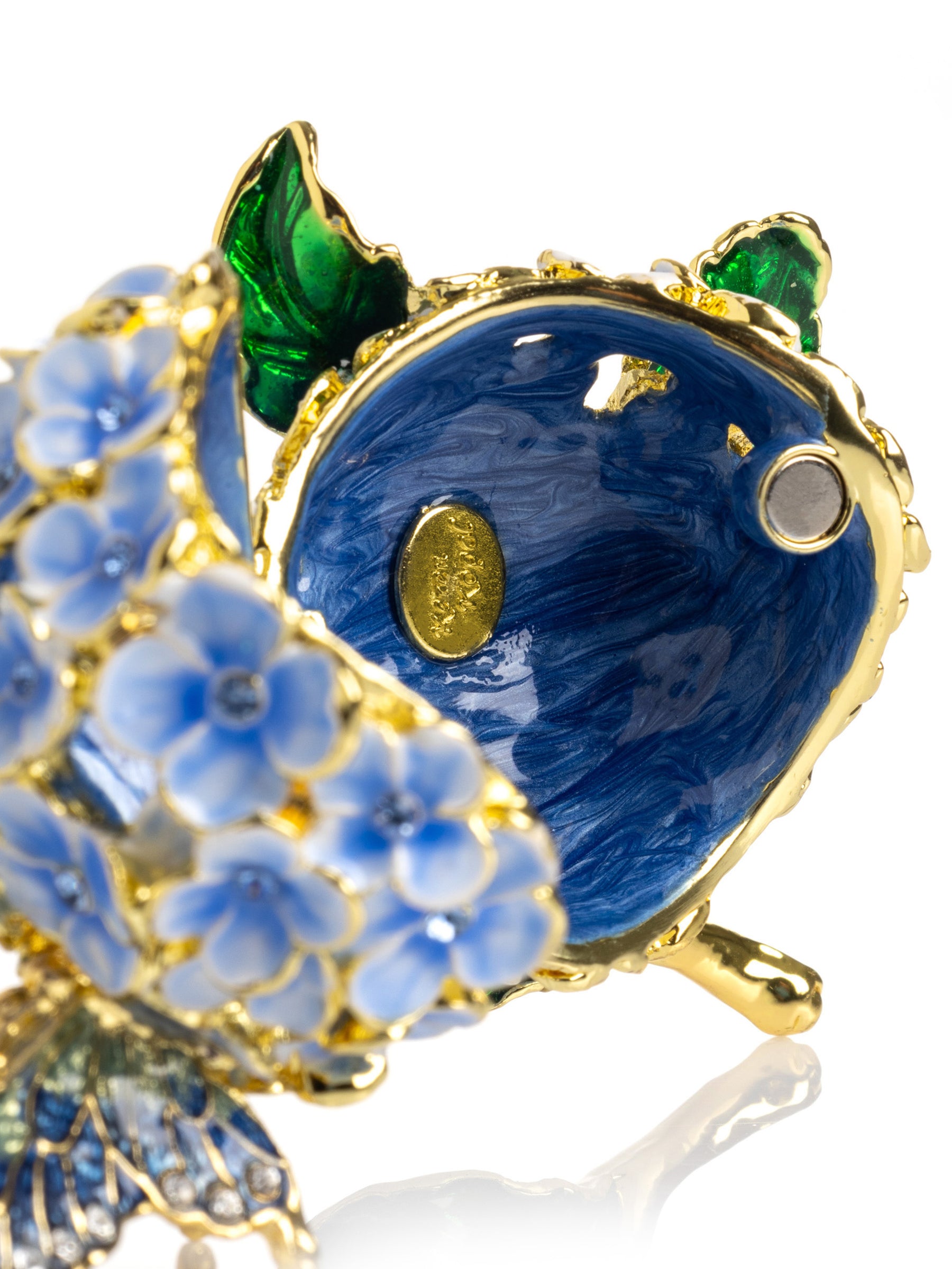 Keren Kopal Butterfly on Blue Flower Trinket Box