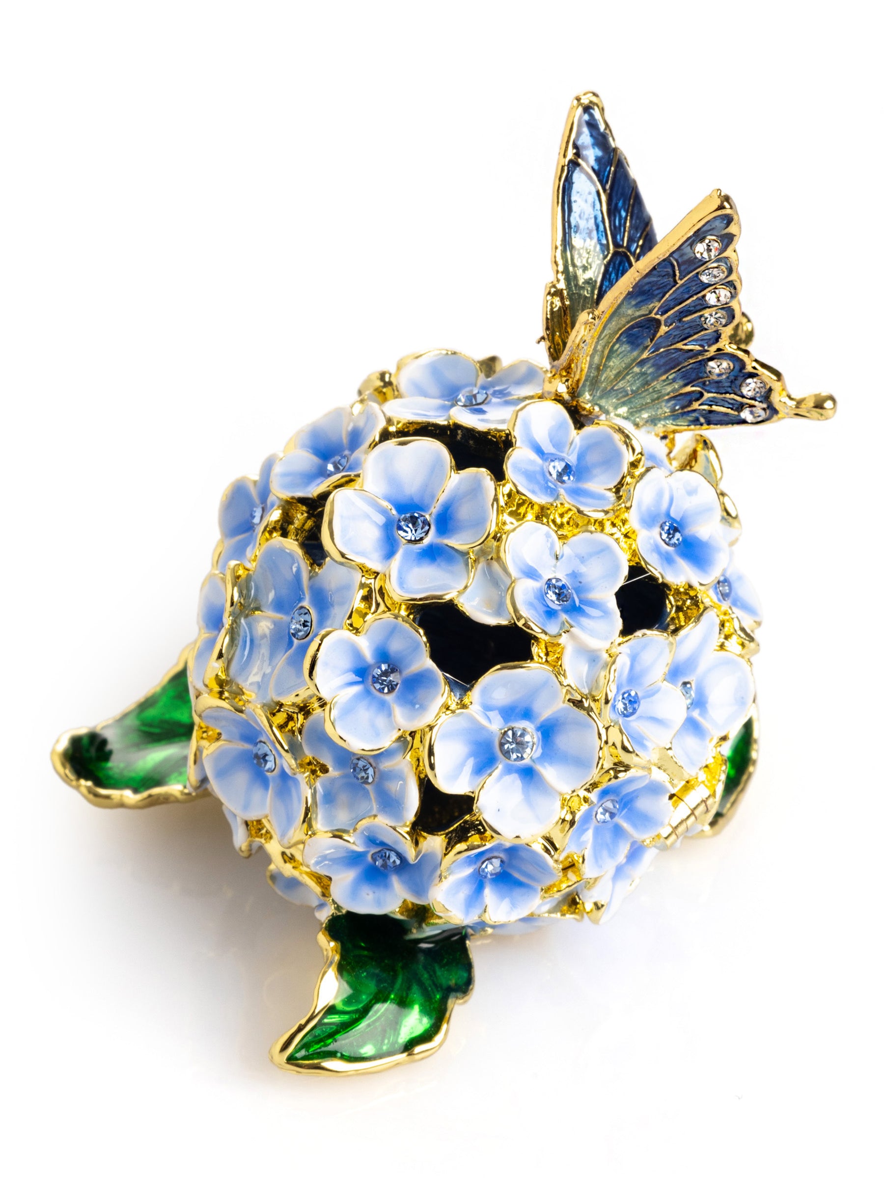 Keren Kopal Butterfly on Blue Flower Trinket Box