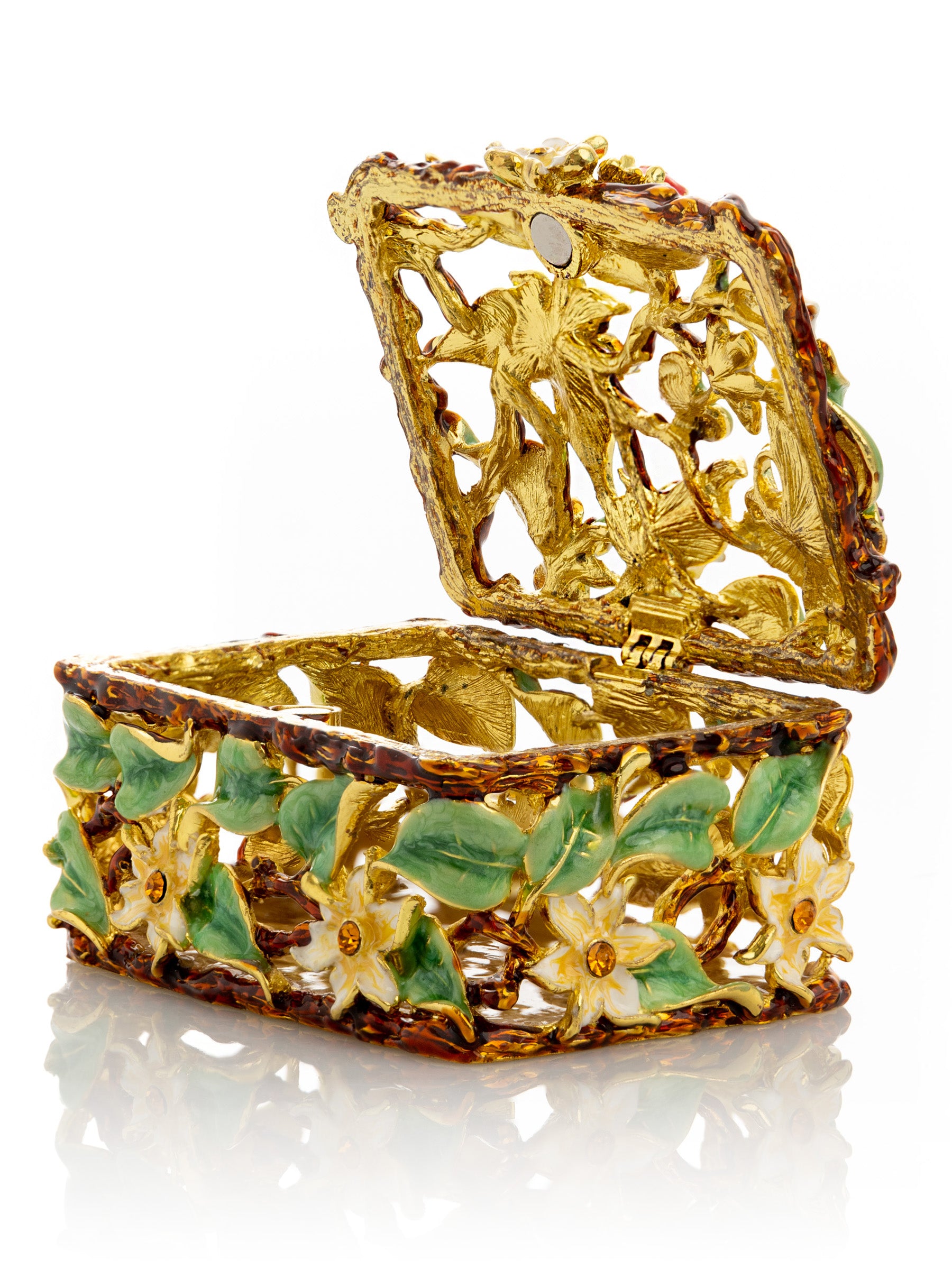 Keren Kopal Decorated Flowers Trinket Box