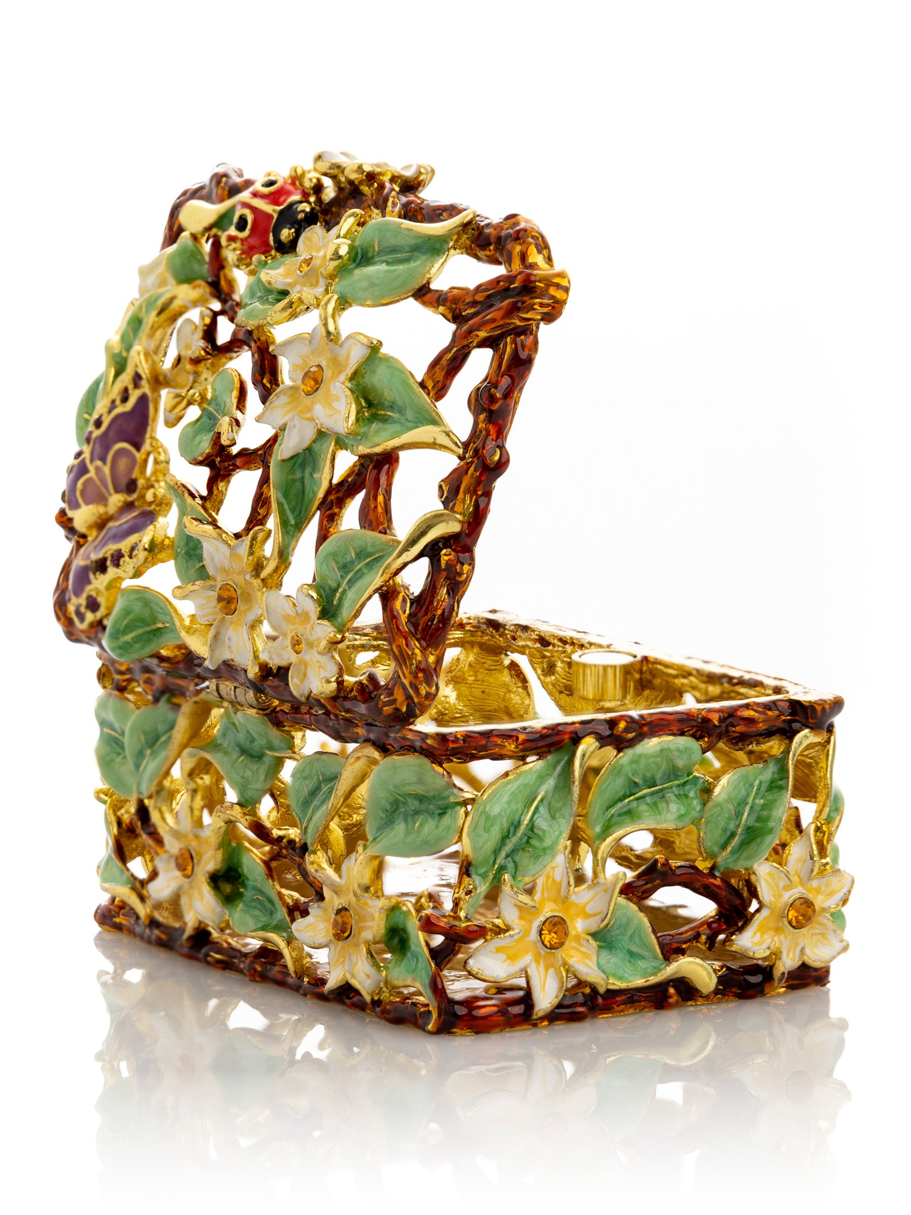 Keren Kopal Decorated Flowers Trinket Box