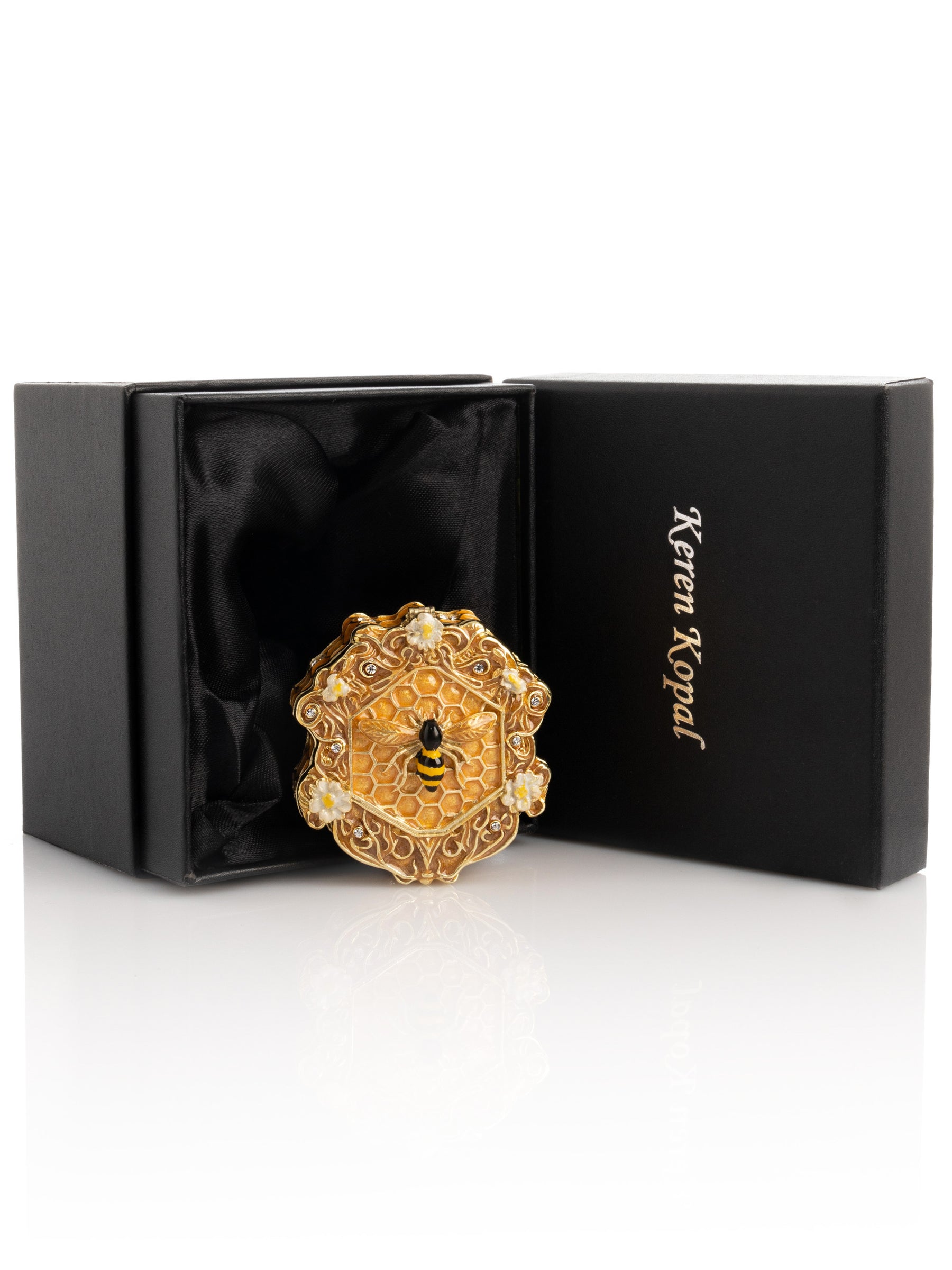 Keren Kopal Trinket Box Honeycomb with a Bee Queen on top