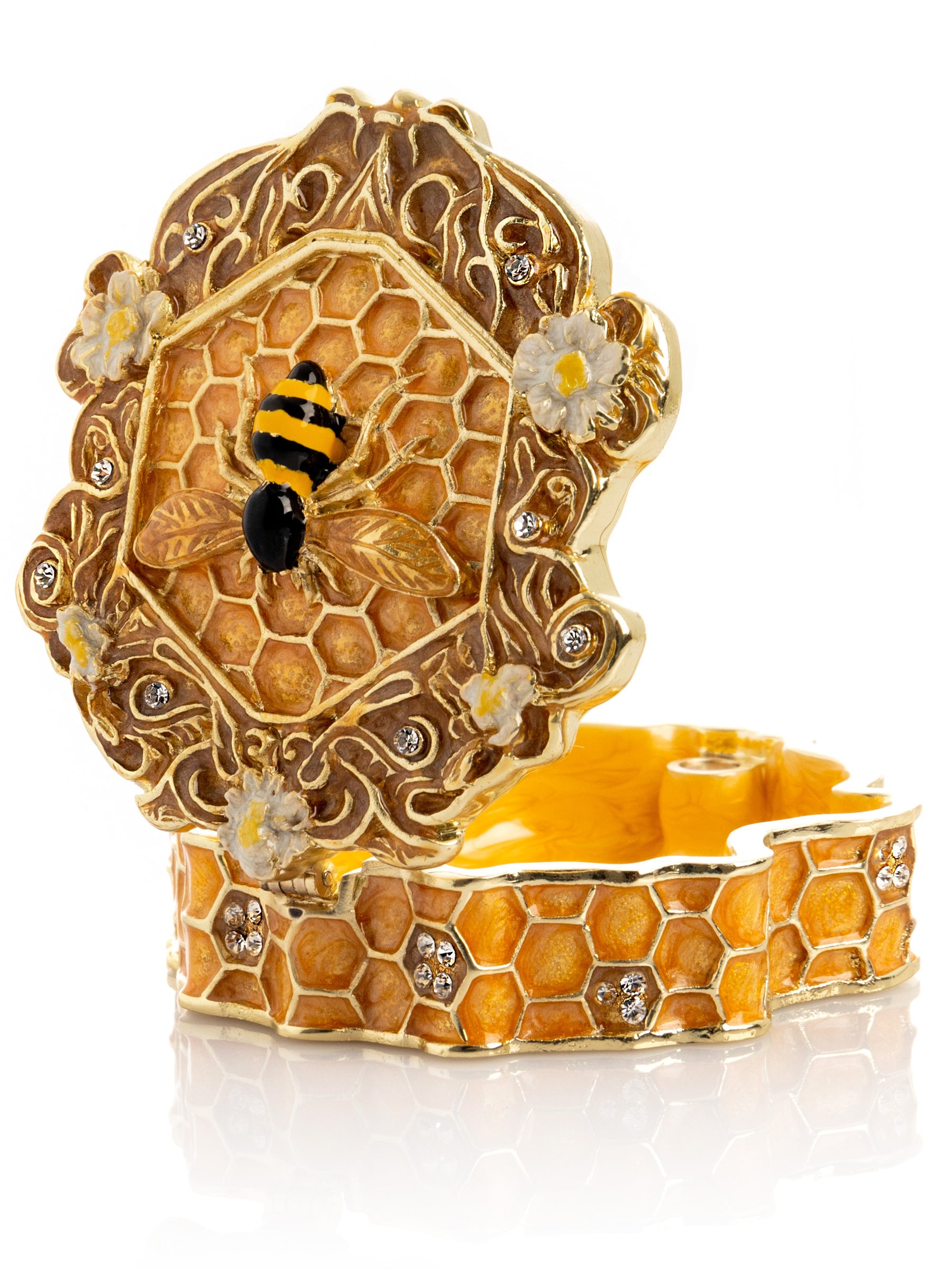 Keren Kopal Trinket Box Honeycomb with a Bee Queen on top