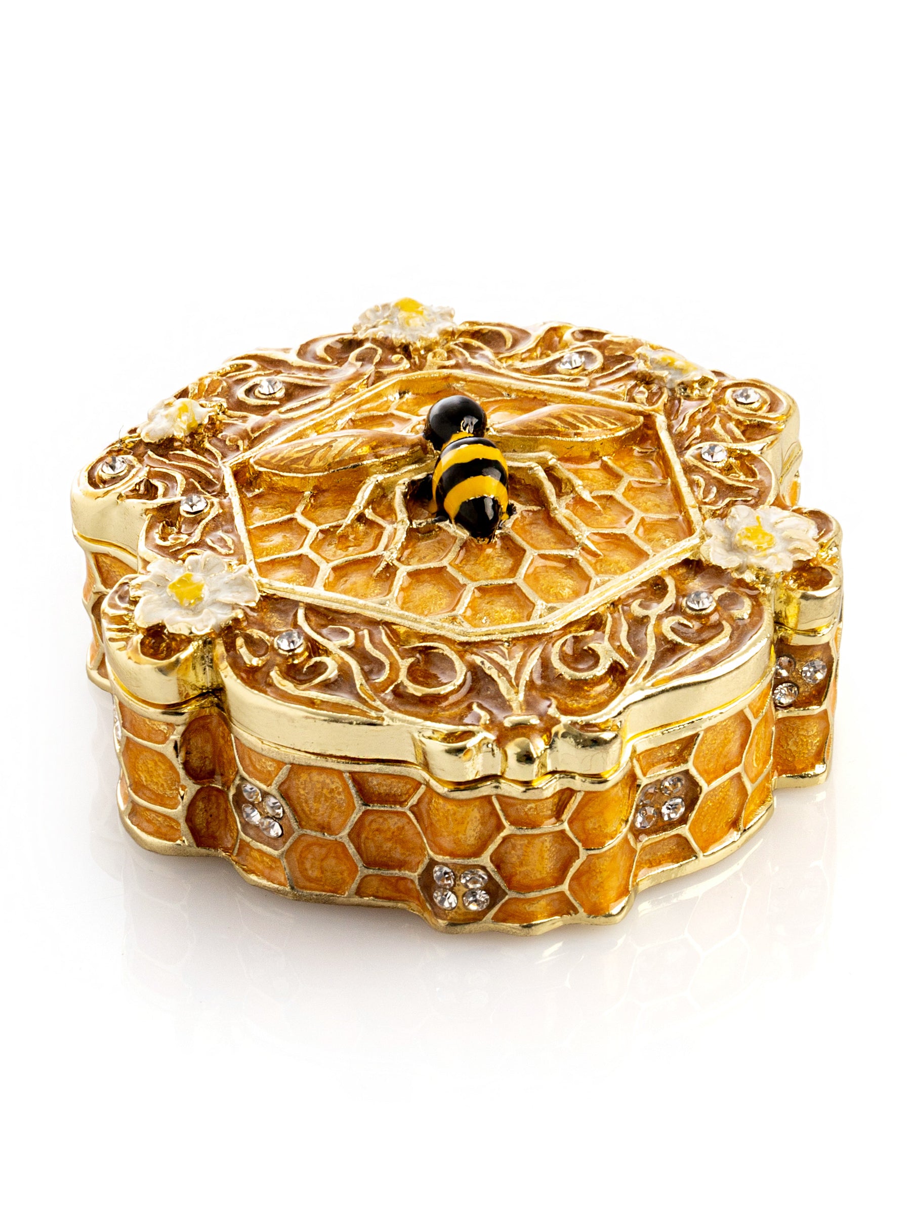 Keren Kopal Trinket Box Honeycomb with a Bee Queen on top