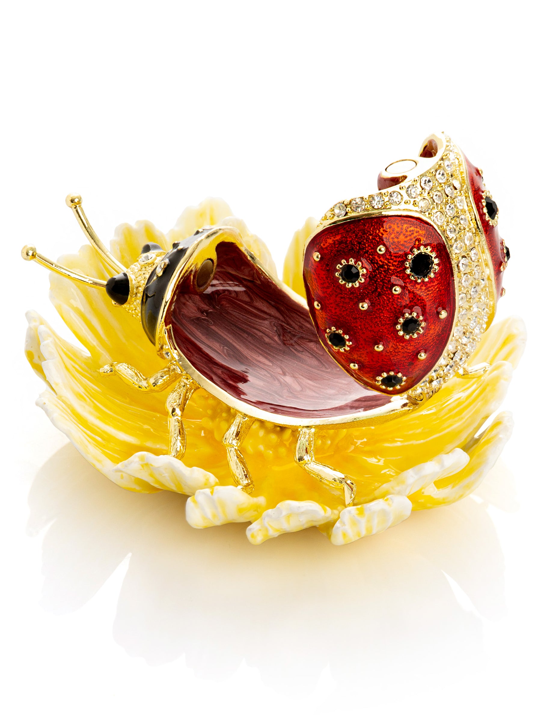 Keren Kopal Ladybug on Flower Jeweled Trinket Box