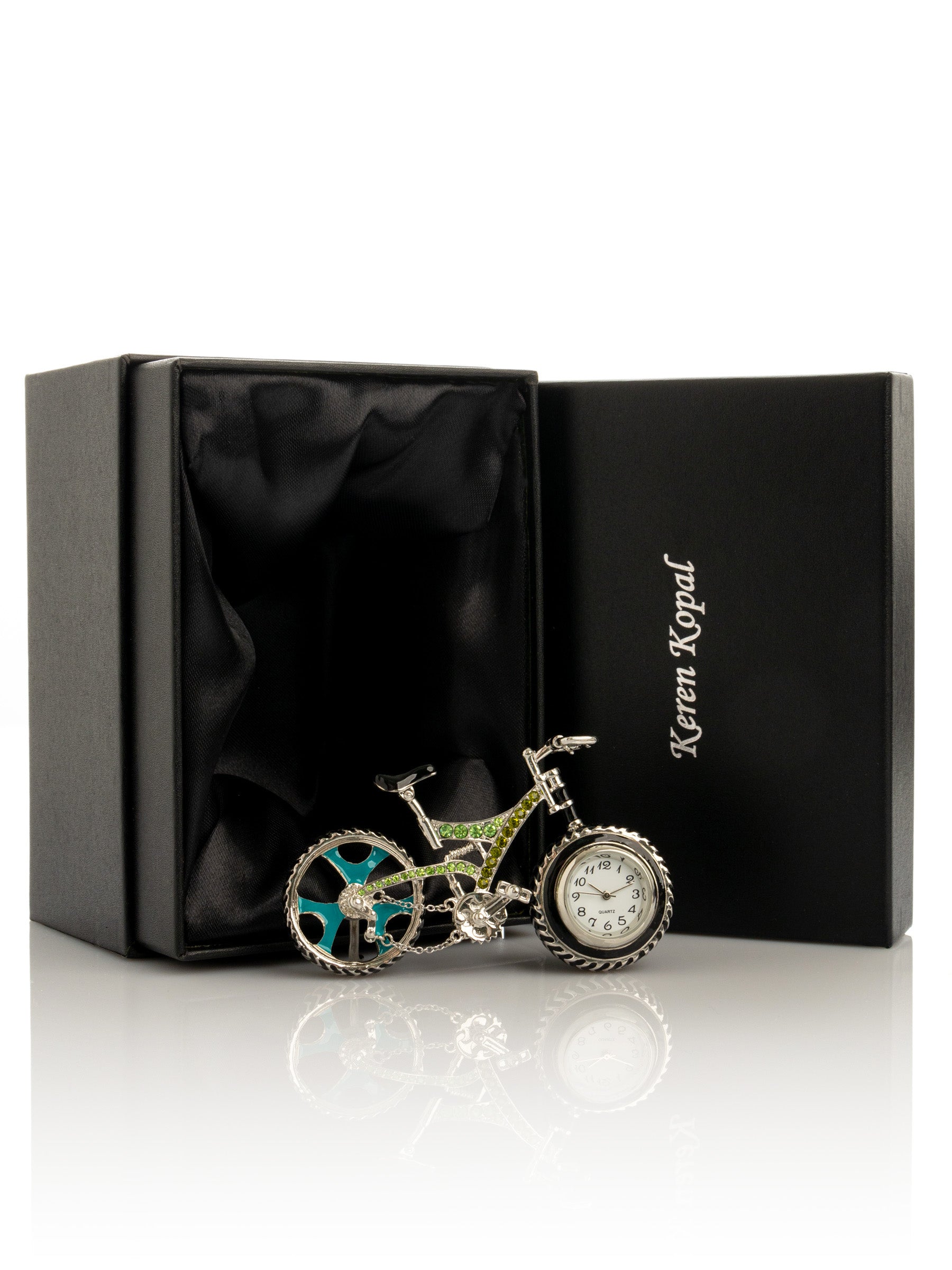 Keren Kopal Bicycle clock with Green crystals