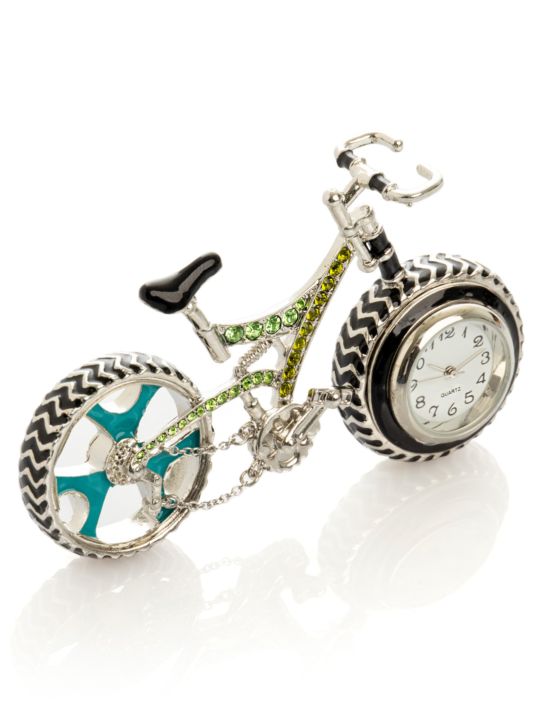 Keren Kopal Bicycle clock with Green crystals