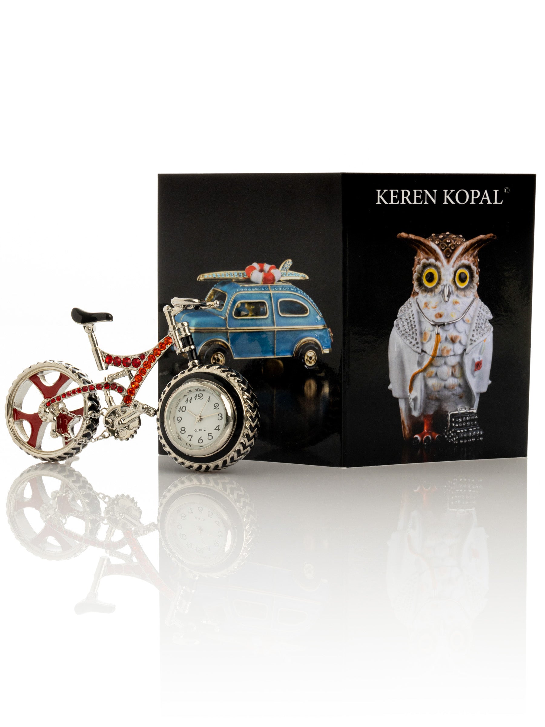 Keren Kopal Bicycle clock with Red crystals