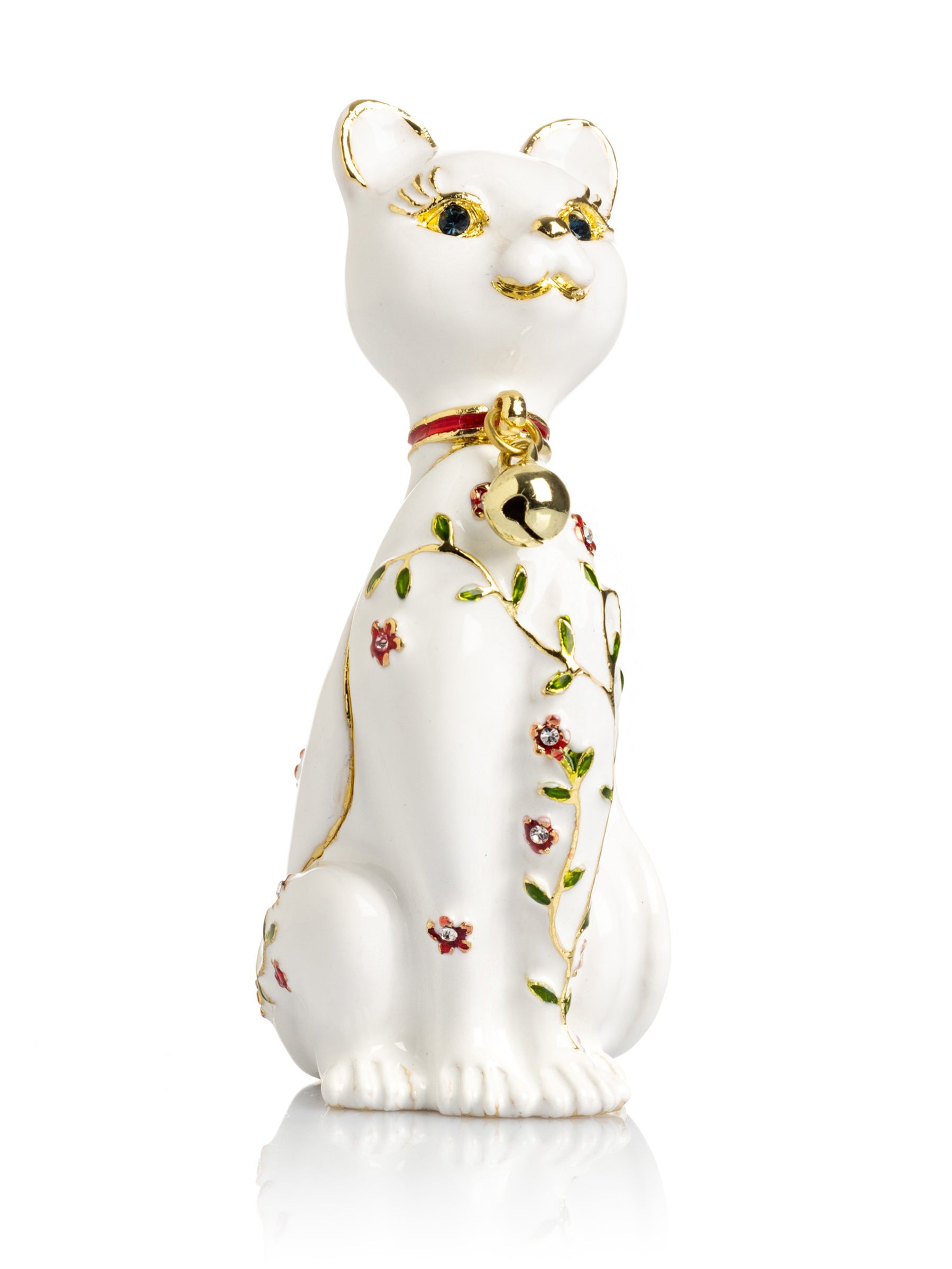 Keren Kopal White Cat with Flowers