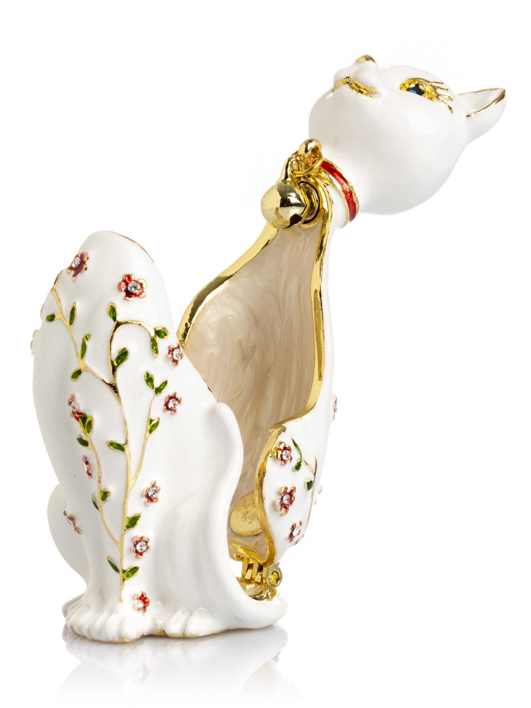 Keren Kopal White Cat with Flowers