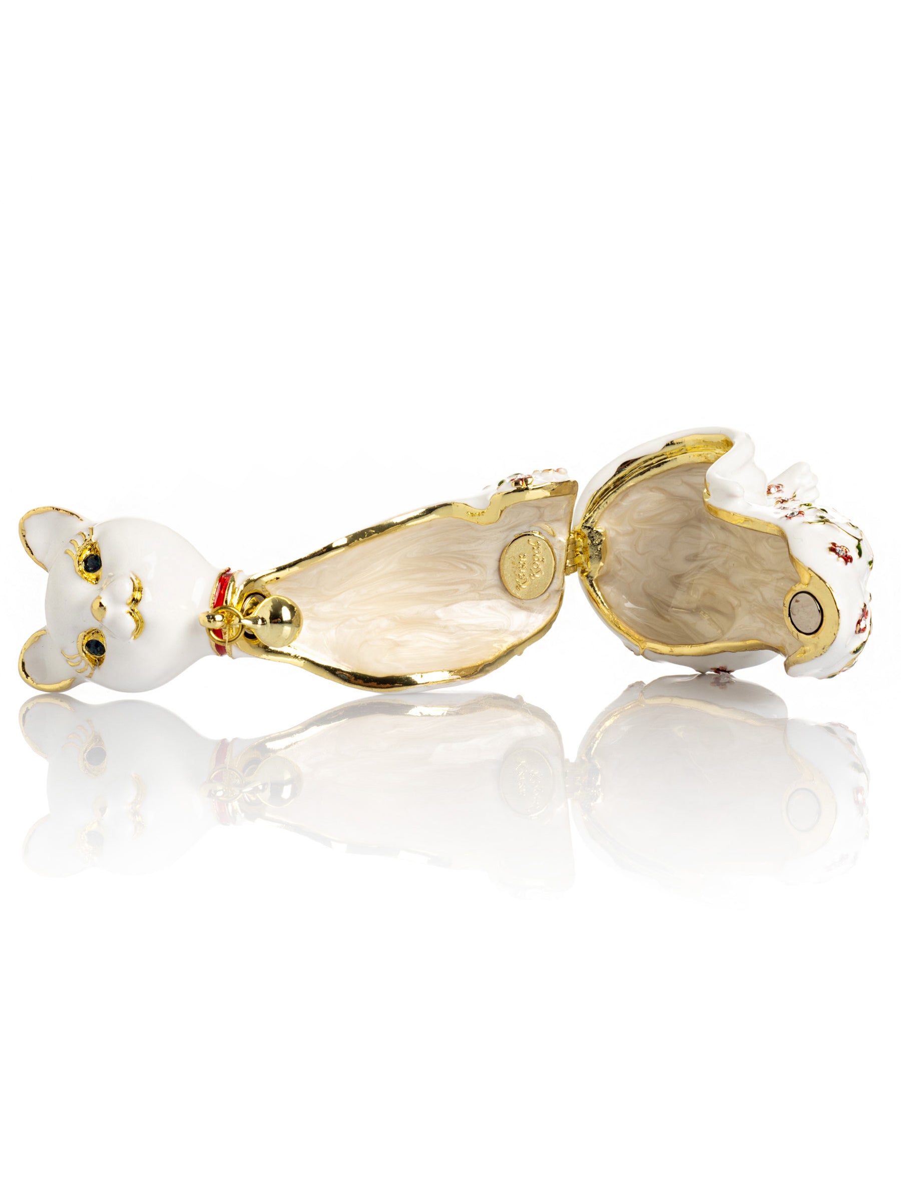 Keren Kopal White Cat with Flowers