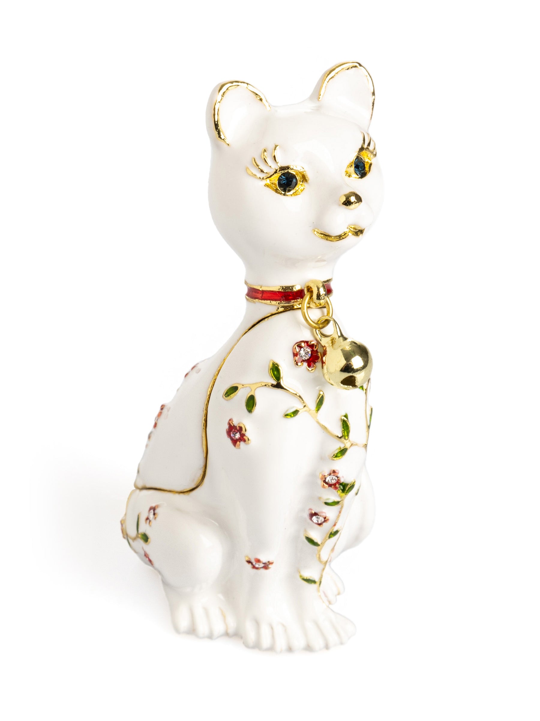 Keren Kopal White Cat with Flowers