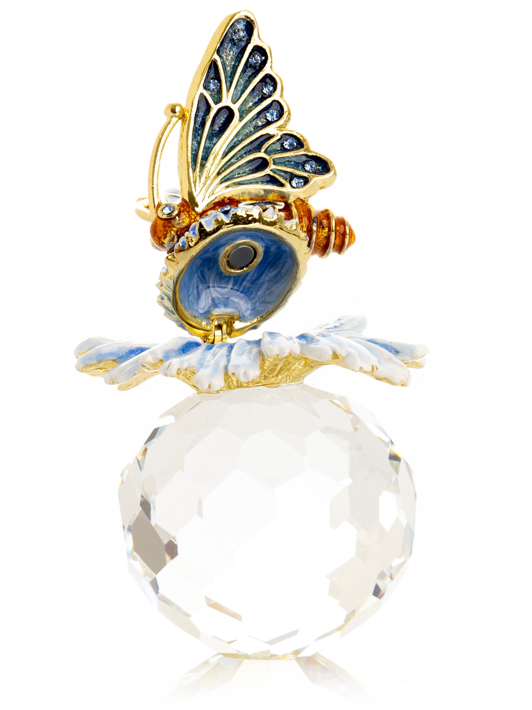 Keren Kopal Butterfly sitting on Flower and Crystal