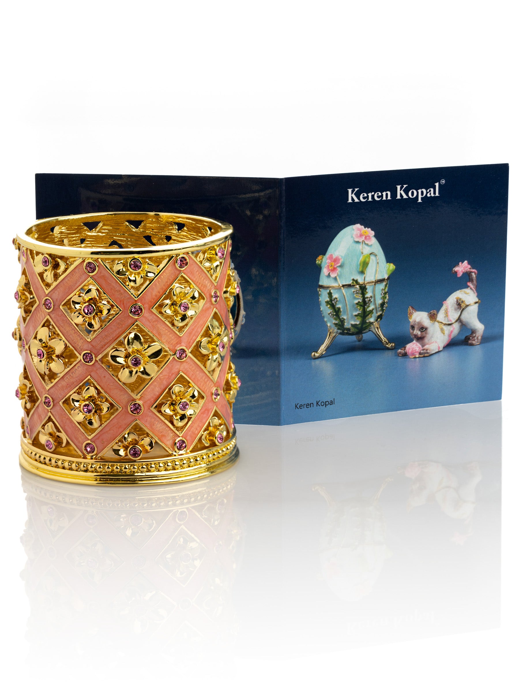 Keren Kopal Pink Decorated Candle Holder