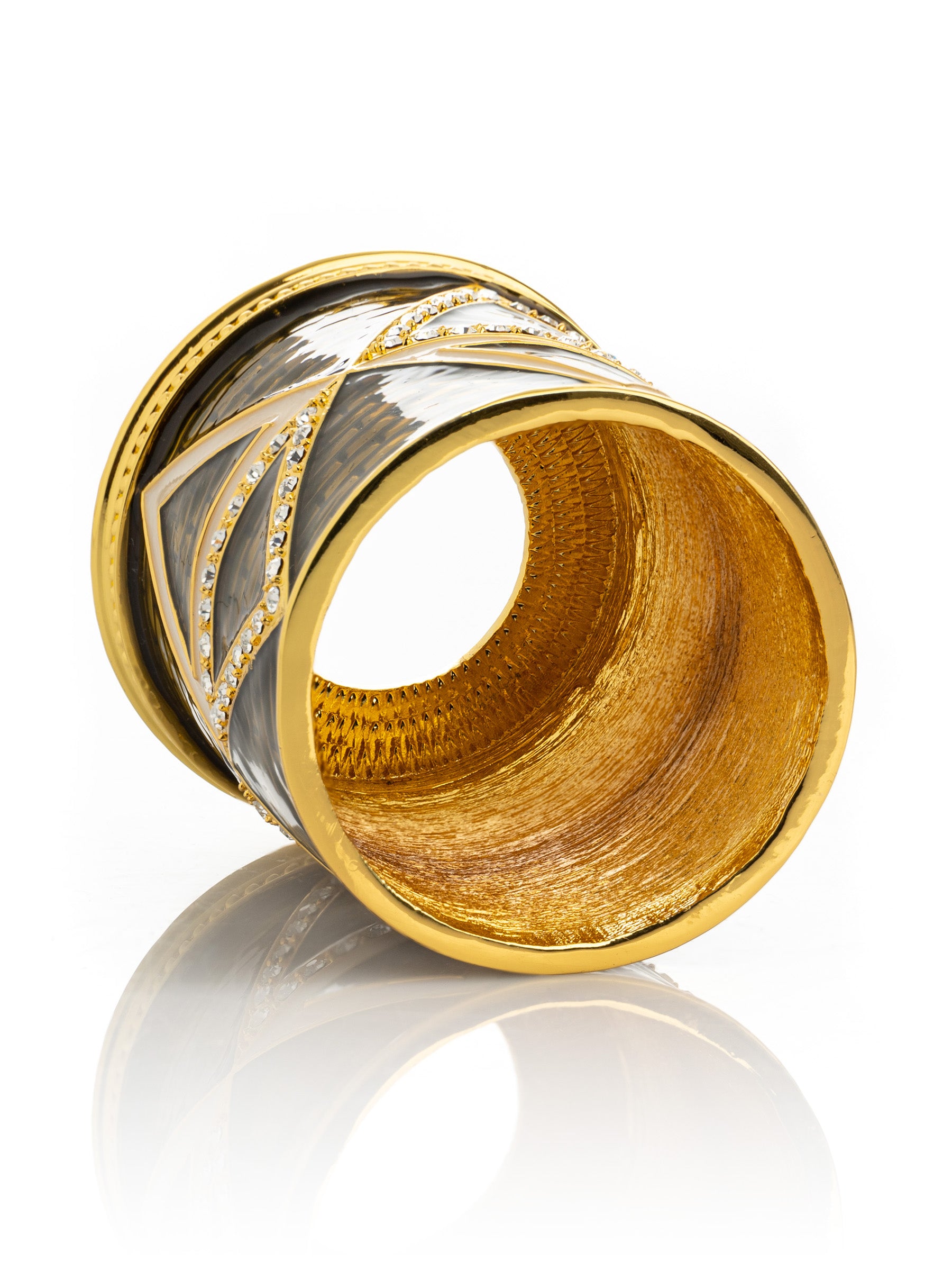 Keren Kopal Golden Brown Decorated Candle Holder with Triangles Pattern