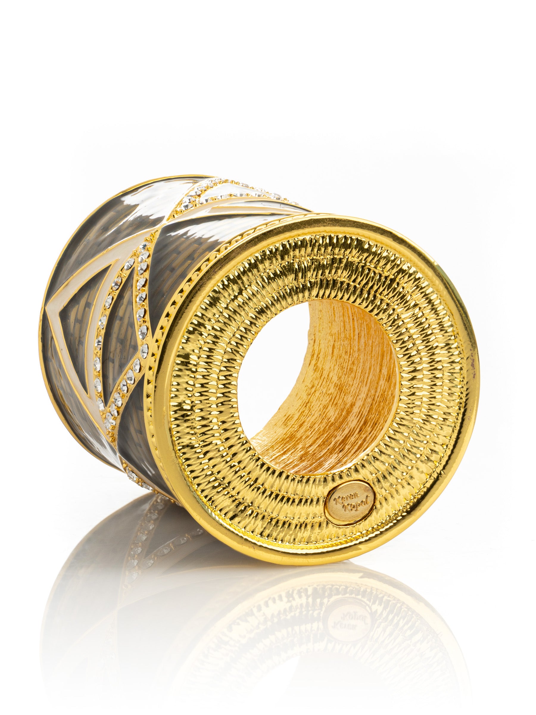 Keren Kopal Golden Brown Decorated Candle Holder with Triangles Pattern