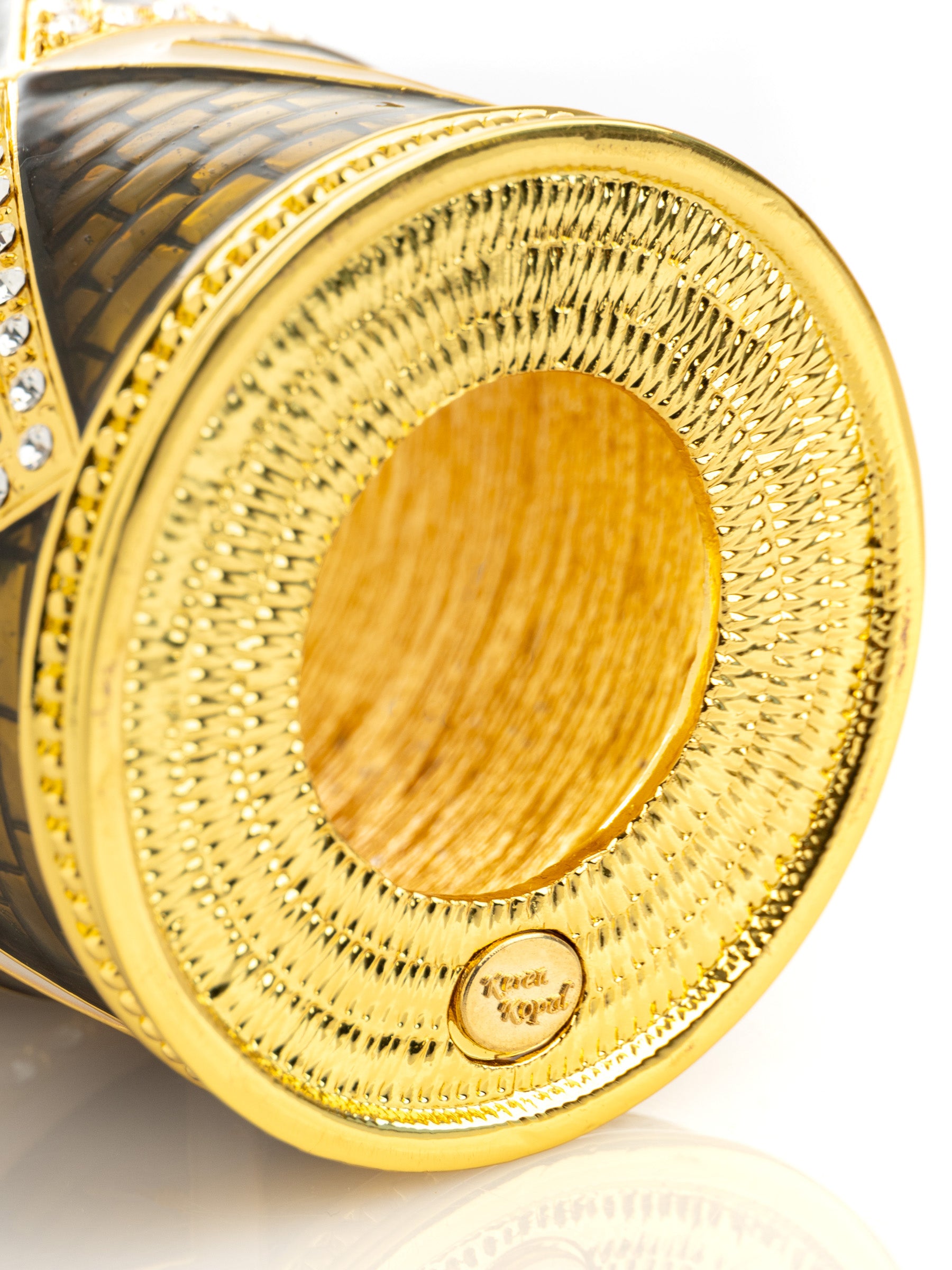 Keren Kopal Golden Brown Decorated Candle Holder with Triangles Pattern