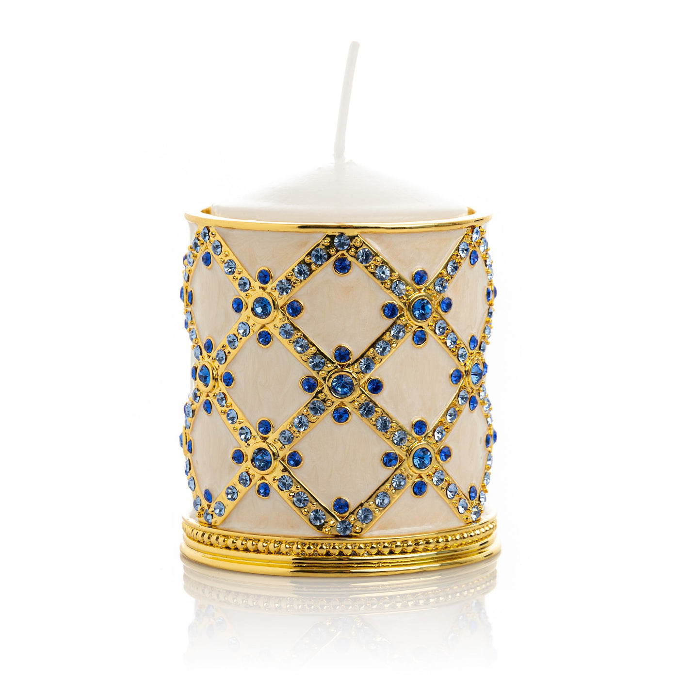 Keren Kopal Golden Cream Decorated Candle Holder