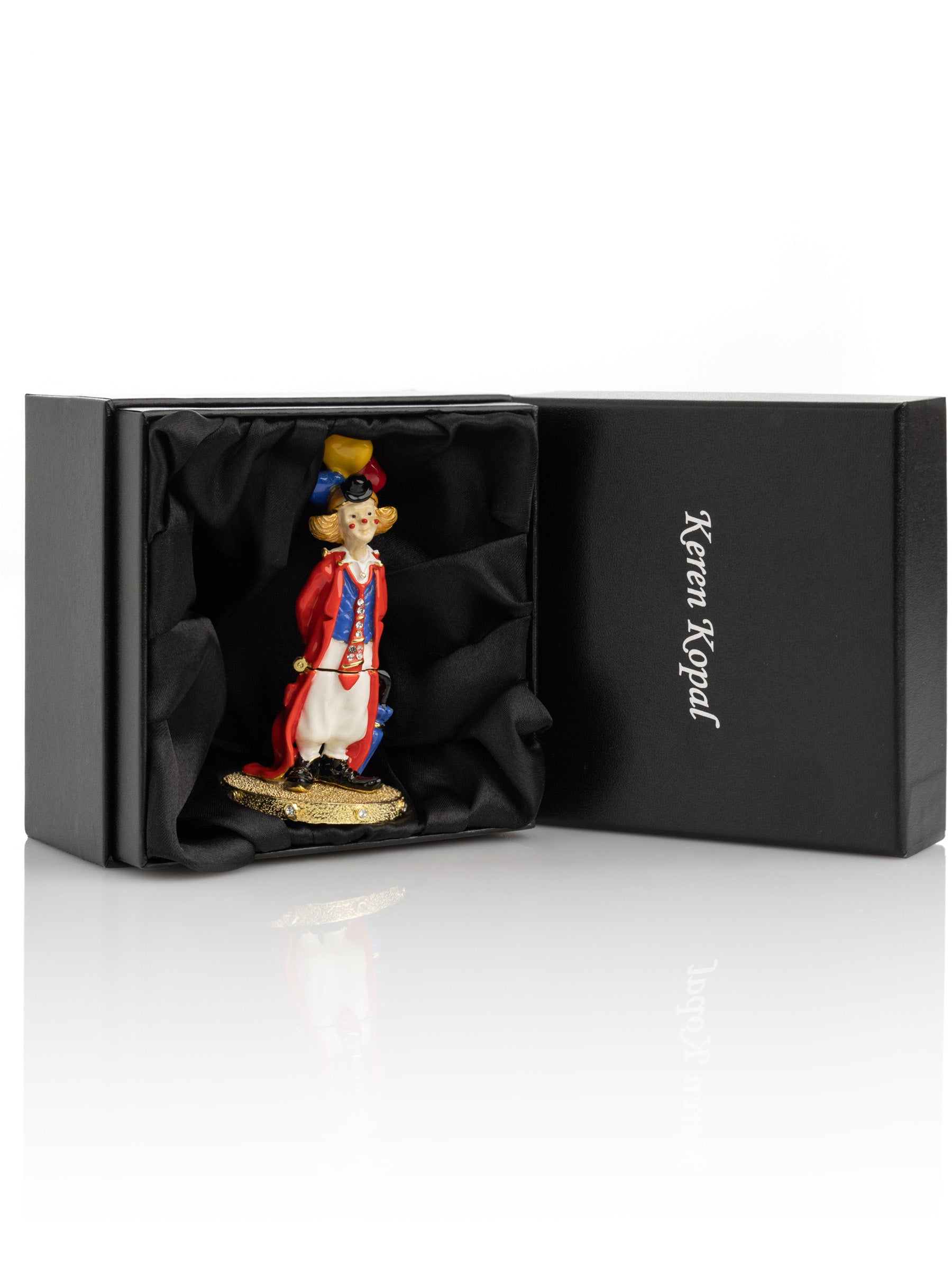 Keren Kopal Funny Circus Clown with Umbrella trinket box